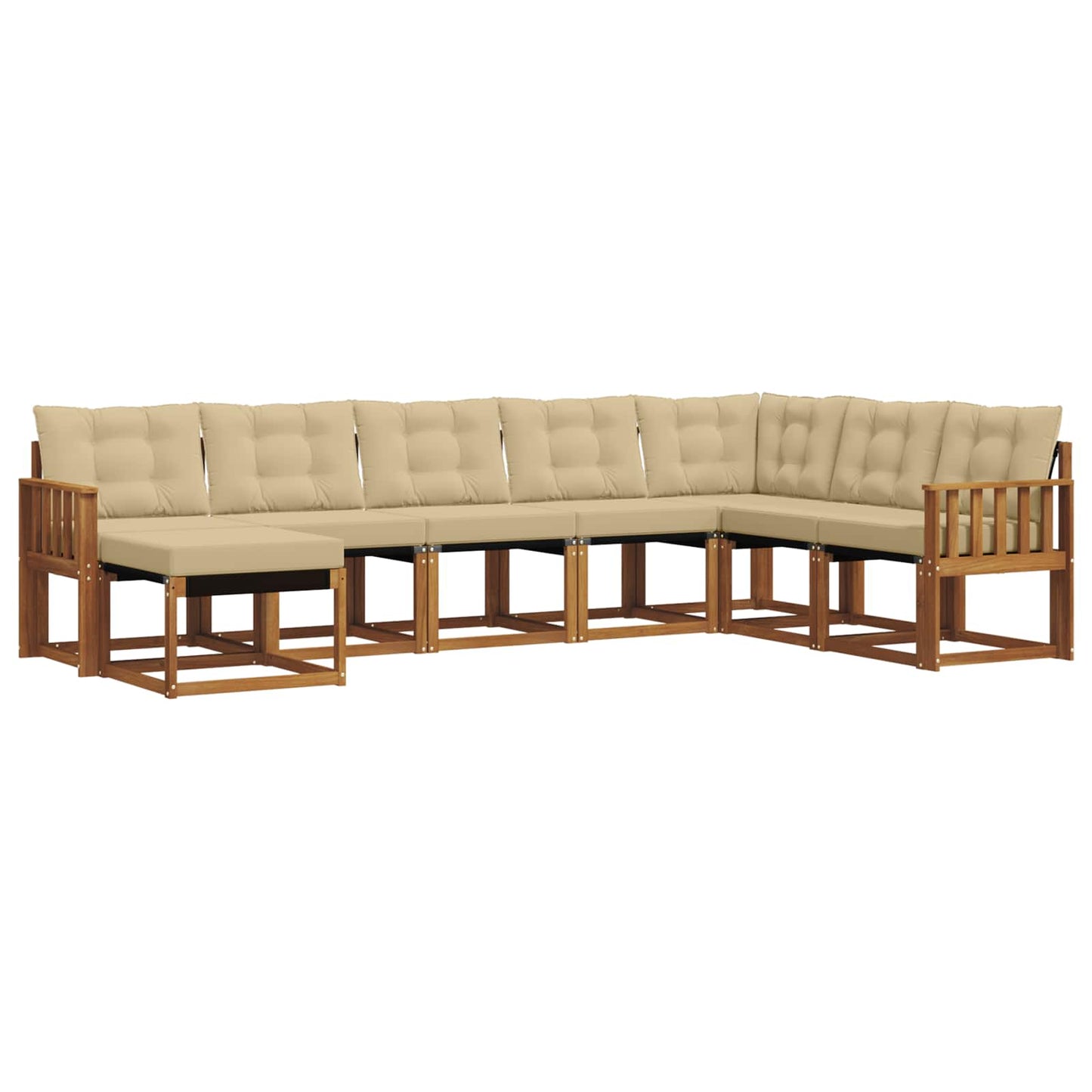 vidaXL Σειρά Καναπέ Εξωτερικού με μαξιλάρι 8 pcs Φυσικό και Μπεζ