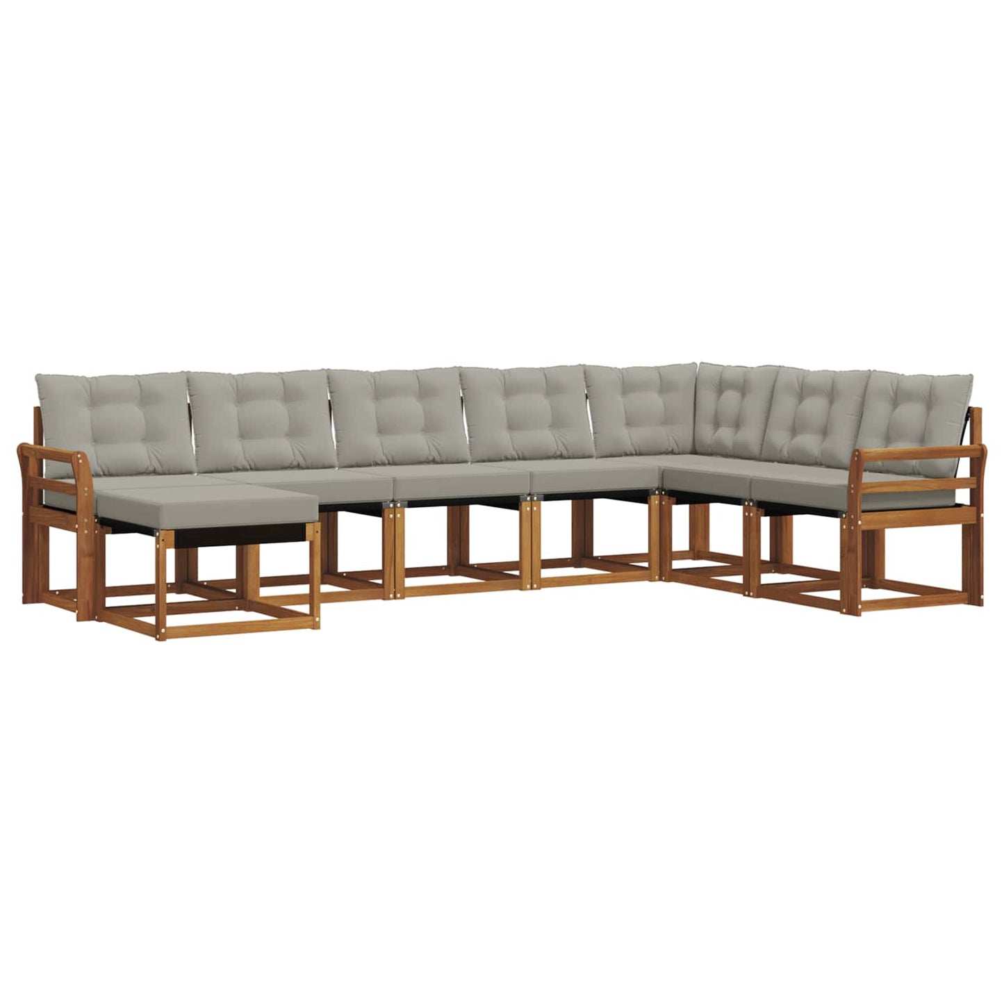 vidaXL Σειρά Καναπέ Εξωτερικού 8 pcs Φυσικό και Ανοιχτό Γκρι