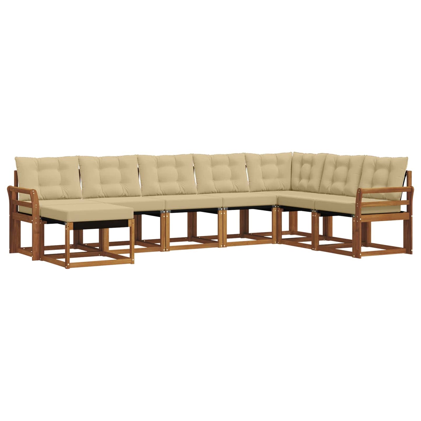 vidaXL Σειρά Καναπέ Εξωτερικού με μαξιλάρι 8 pcs Φυσικό και Μπεζ