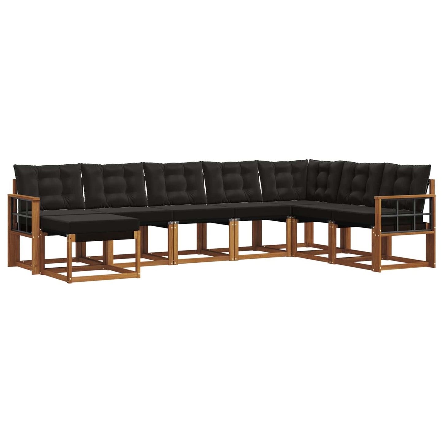 vidaXL Σειρά Καναπέ Εξωτερικού με μαξιλάρι 8 pcs Φυσικό και Μαύρο