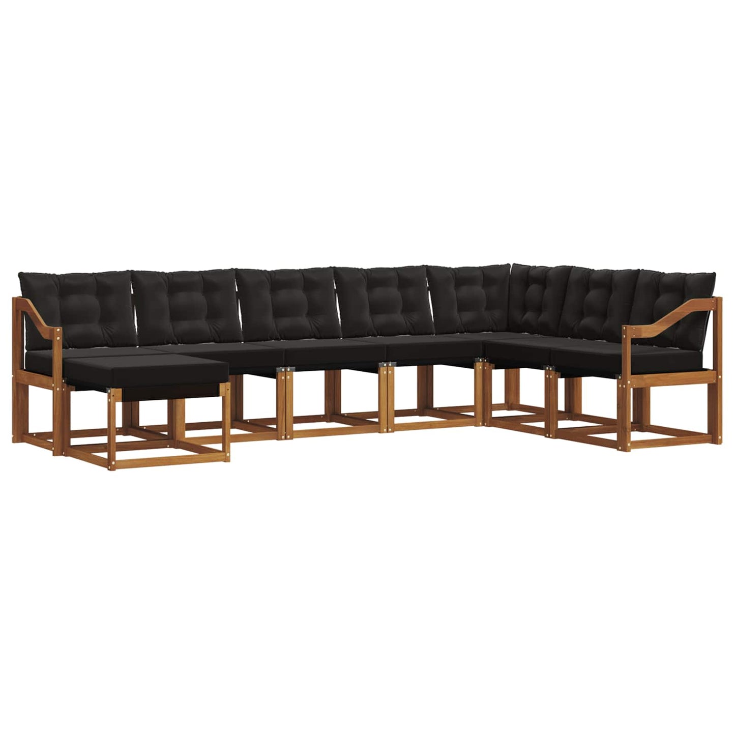 vidaXL Σειρά Καναπέ Εξωτερικού με μαξιλάρι 8 pcs Φυσικό και Μαύρο