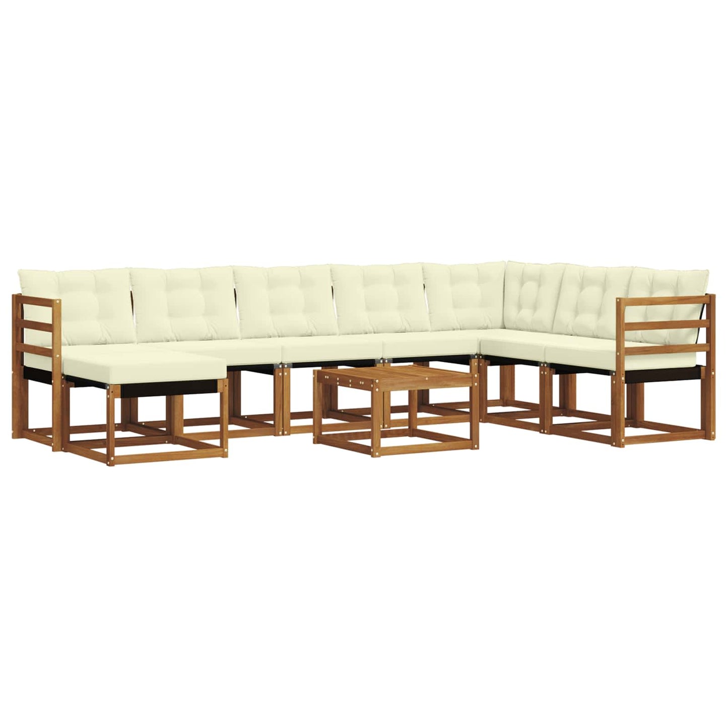 vidaXL Σειρά Καναπέ Εξωτερικού με μαξιλάρι 9 pcs Φυσικό και Κρέμα