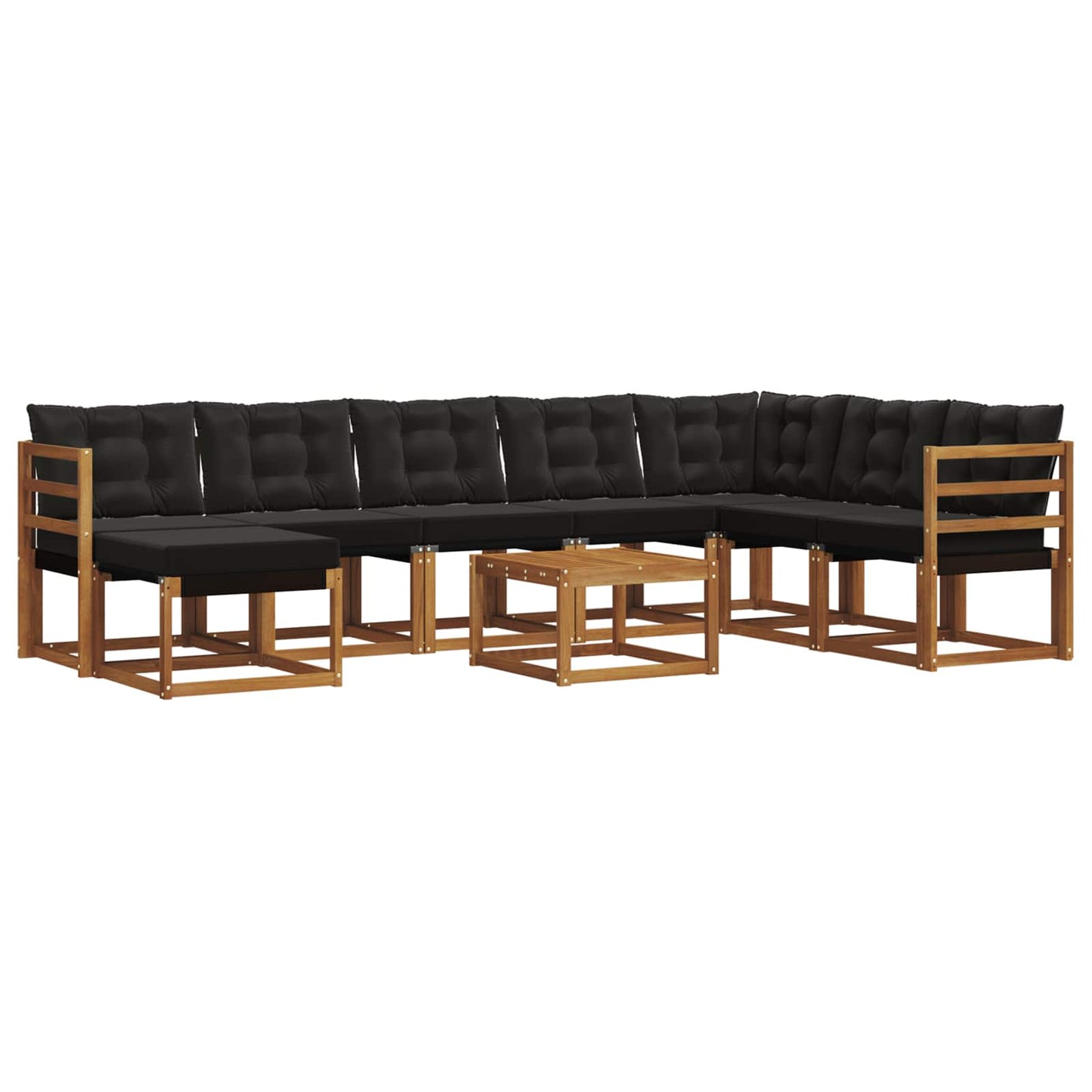 vidaXL Σειρά Καναπέ Εξωτερικού με μαξιλάρι 9 pcs Φυσικό και Μαύρο