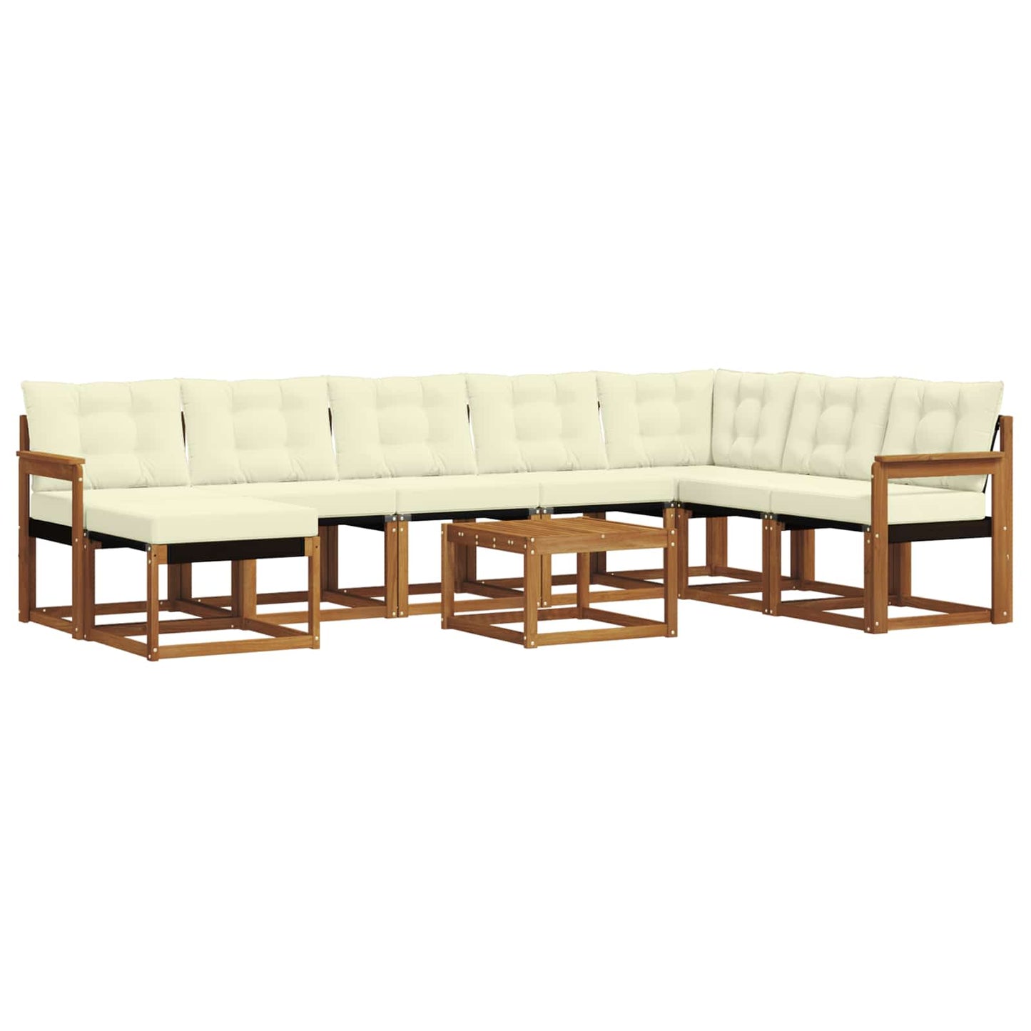 vidaXL Σειρά Καναπέ Εξωτερικού με μαξιλάρι 9 pcs Φυσικό και Κρέμα