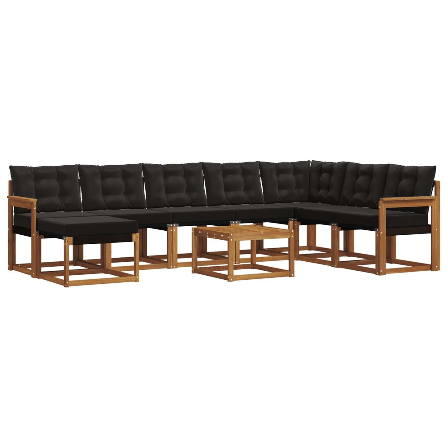 vidaXL Σειρά Καναπέ Εξωτερικού με μαξιλάρι 9 pcs Φυσικό και Μαύρο