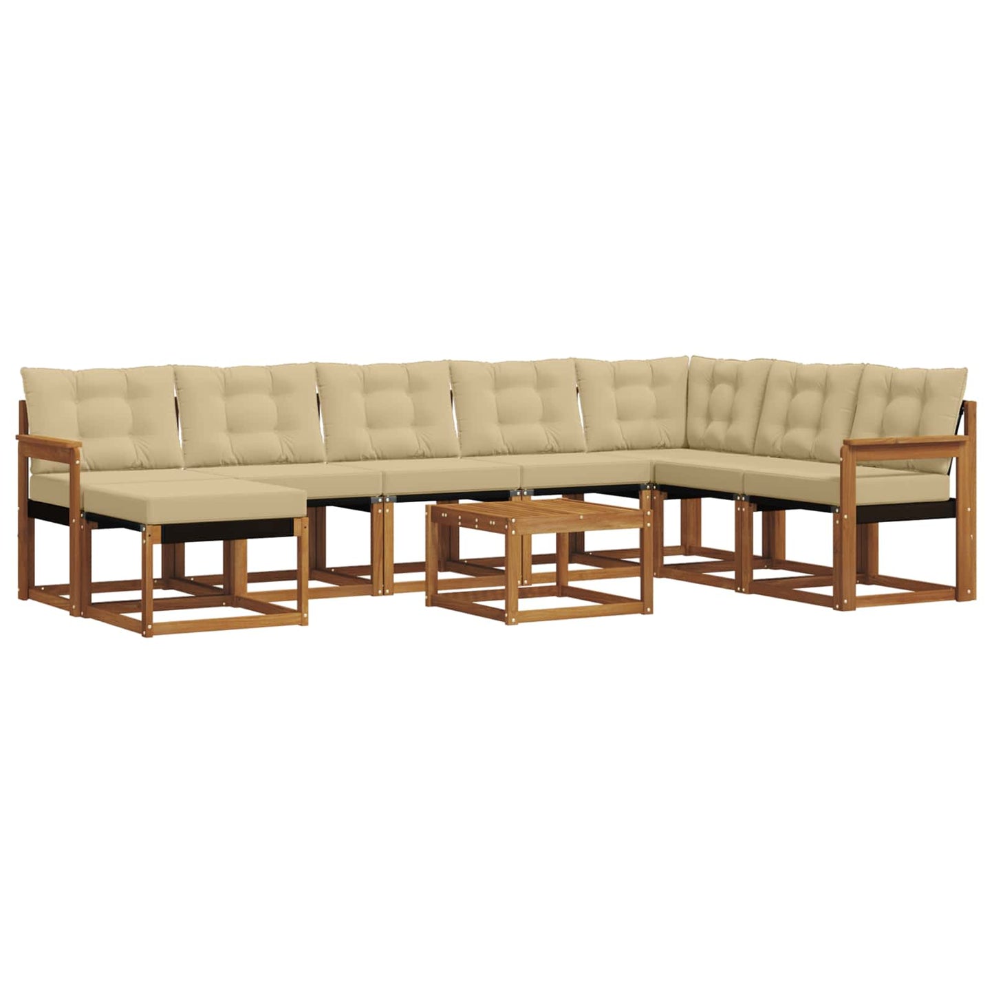 vidaXL Σειρά Καναπέ Εξωτερικού με μαξιλάρι 9 pcs Φυσικό και Μπεζ