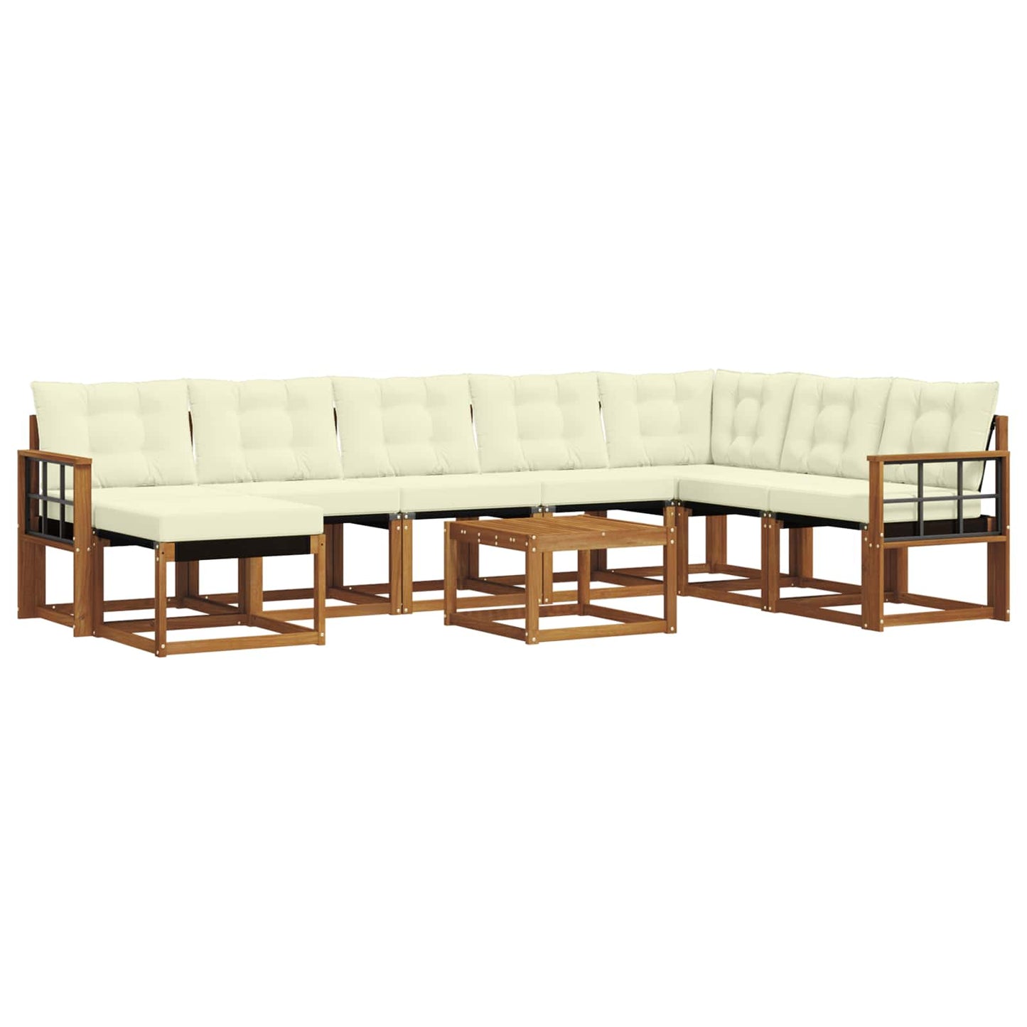 vidaXL Σειρά Καναπέ Εξωτερικού με μαξιλάρι 9 pcs Φυσικό και Κρέμα