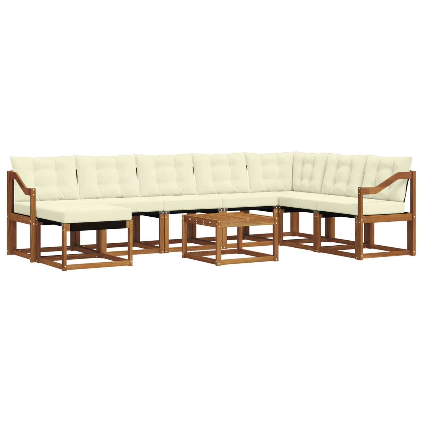 vidaXL Σειρά Καναπέ Εξωτερικού με μαξιλάρι 9 pcs Φυσικό και Κρέμα
