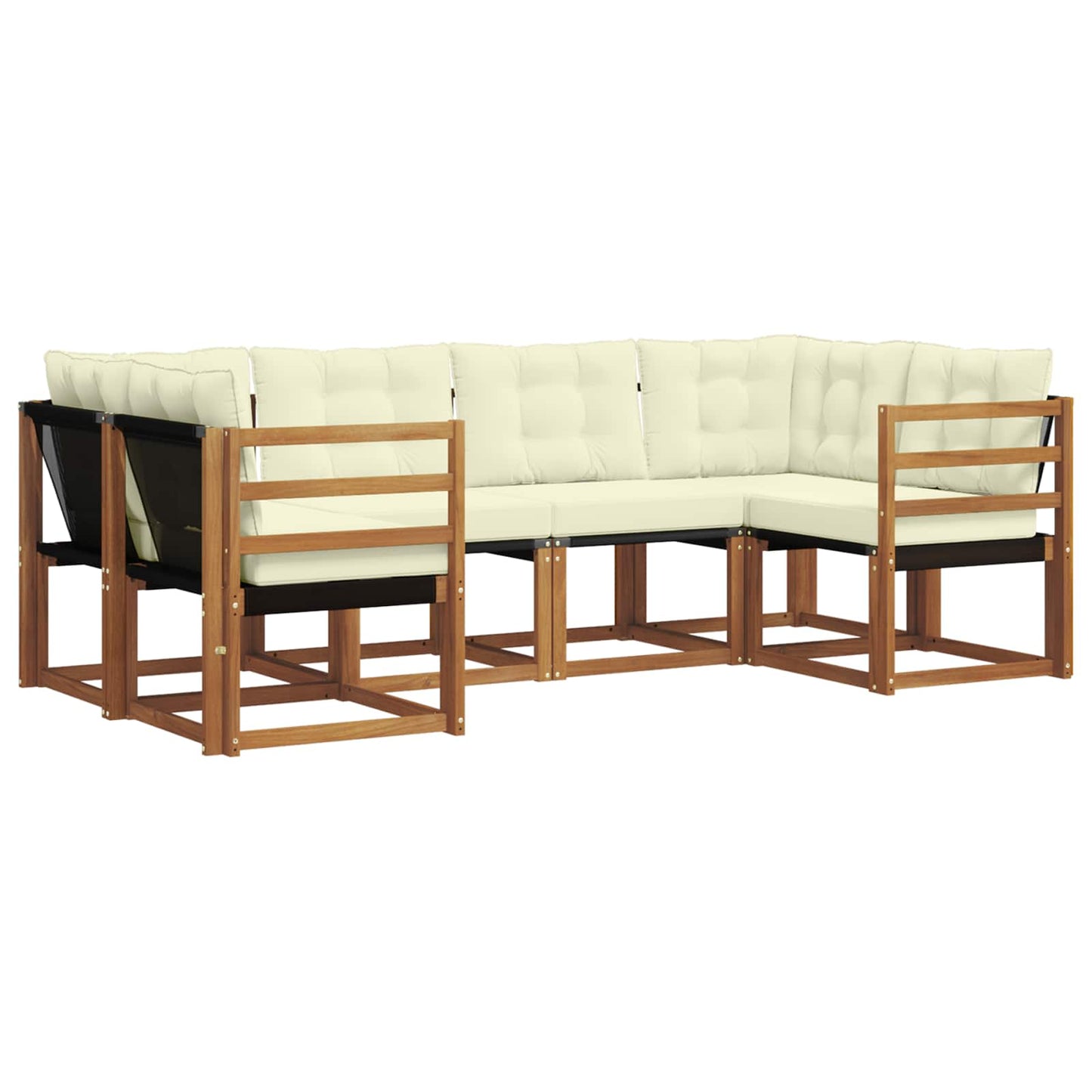 vidaXL Σειρά Καναπέ Εξωτερικού με μαξιλάρι 6 pcs Φυσικό και Κρέμα