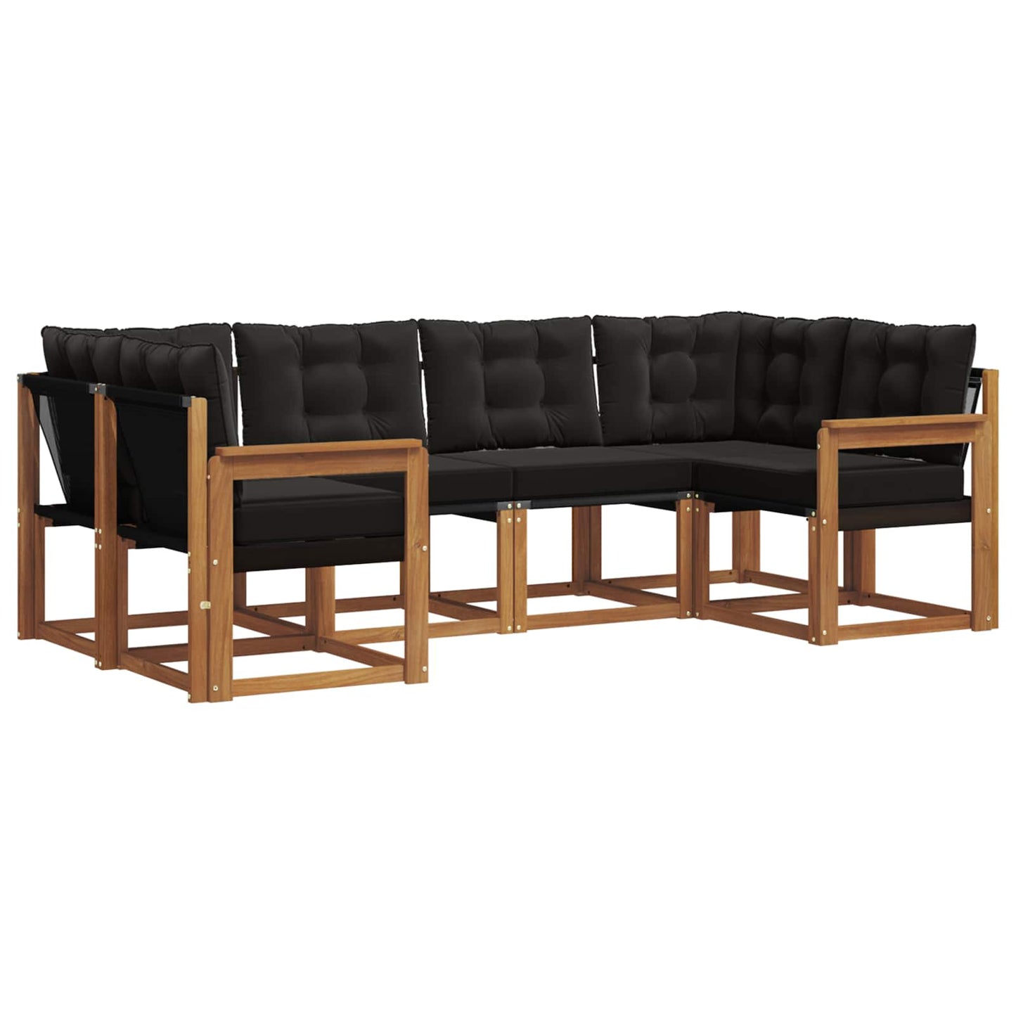 vidaXL Σειρά Καναπέ Εξωτερικού με μαξιλάρι 6 pcs Φυσικό και Μαύρο
