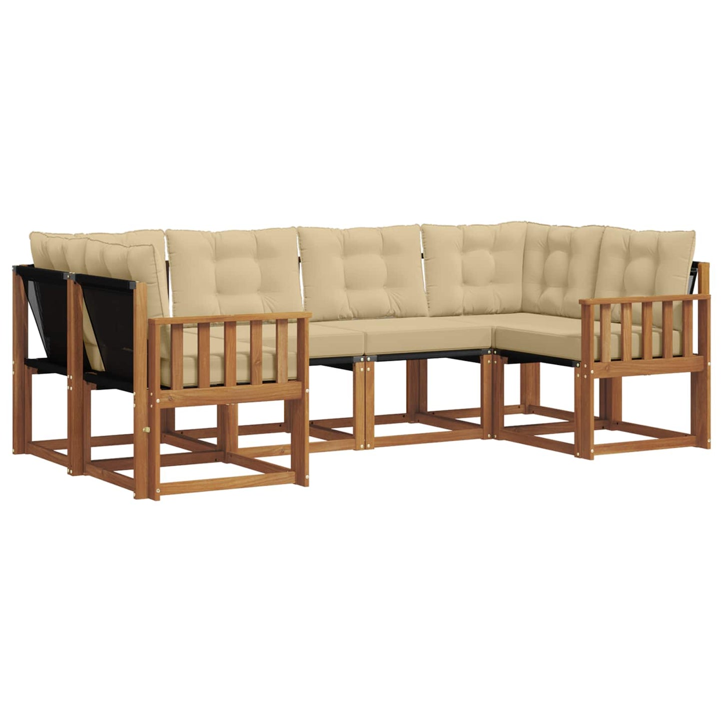 vidaXL Σειρά Καναπέ Εξωτερικού με μαξιλάρι 6 pcs Φυσικό και Μπεζ