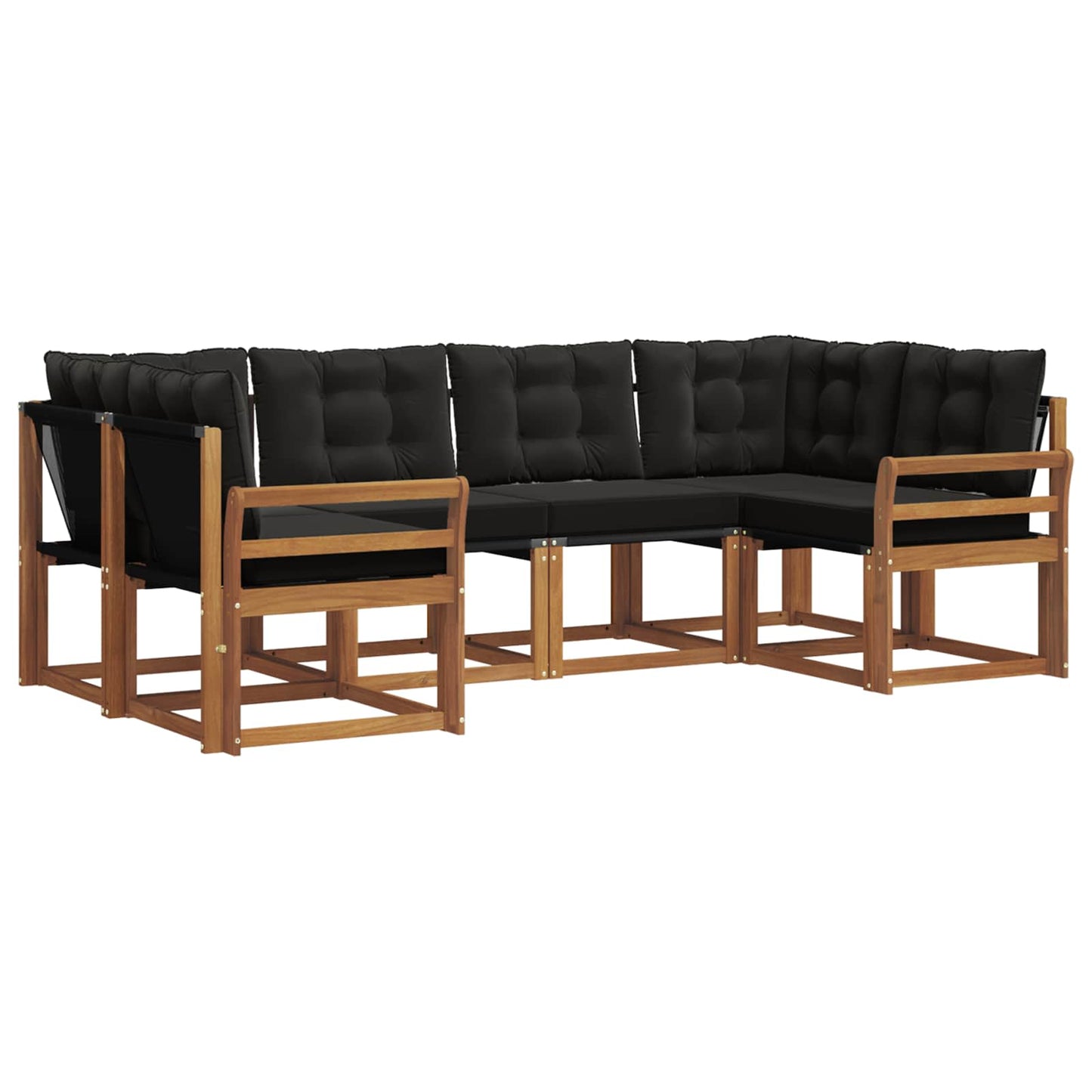 vidaXL Σειρά Καναπέ Εξωτερικού με μαξιλάρι 6 pcs Φυσικό και Μαύρο