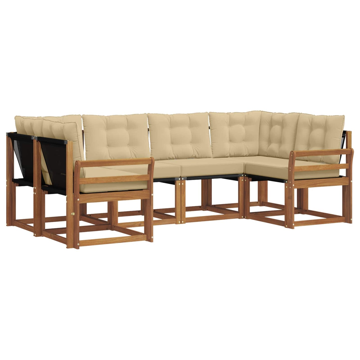 vidaXL Σειρά Καναπέ Εξωτερικού με μαξιλάρι 6 pcs Φυσικό και Μπεζ