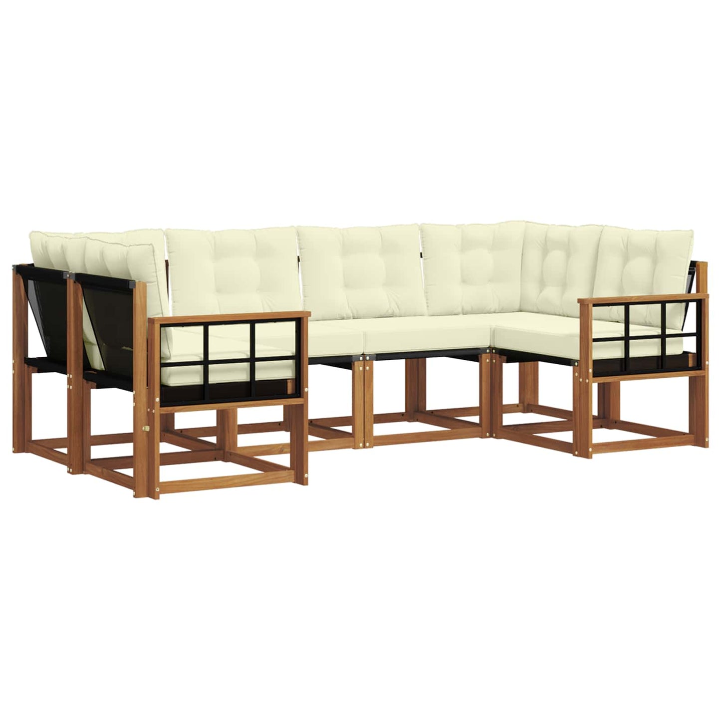 vidaXL Σειρά Καναπέ Εξωτερικού με μαξιλάρι 6 pcs Φυσικό και Κρέμα