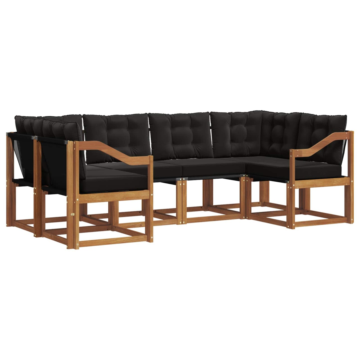 vidaXL Σειρά Καναπέ Εξωτερικού με μαξιλάρι 6 pcs Φυσικό και Μαύρο
