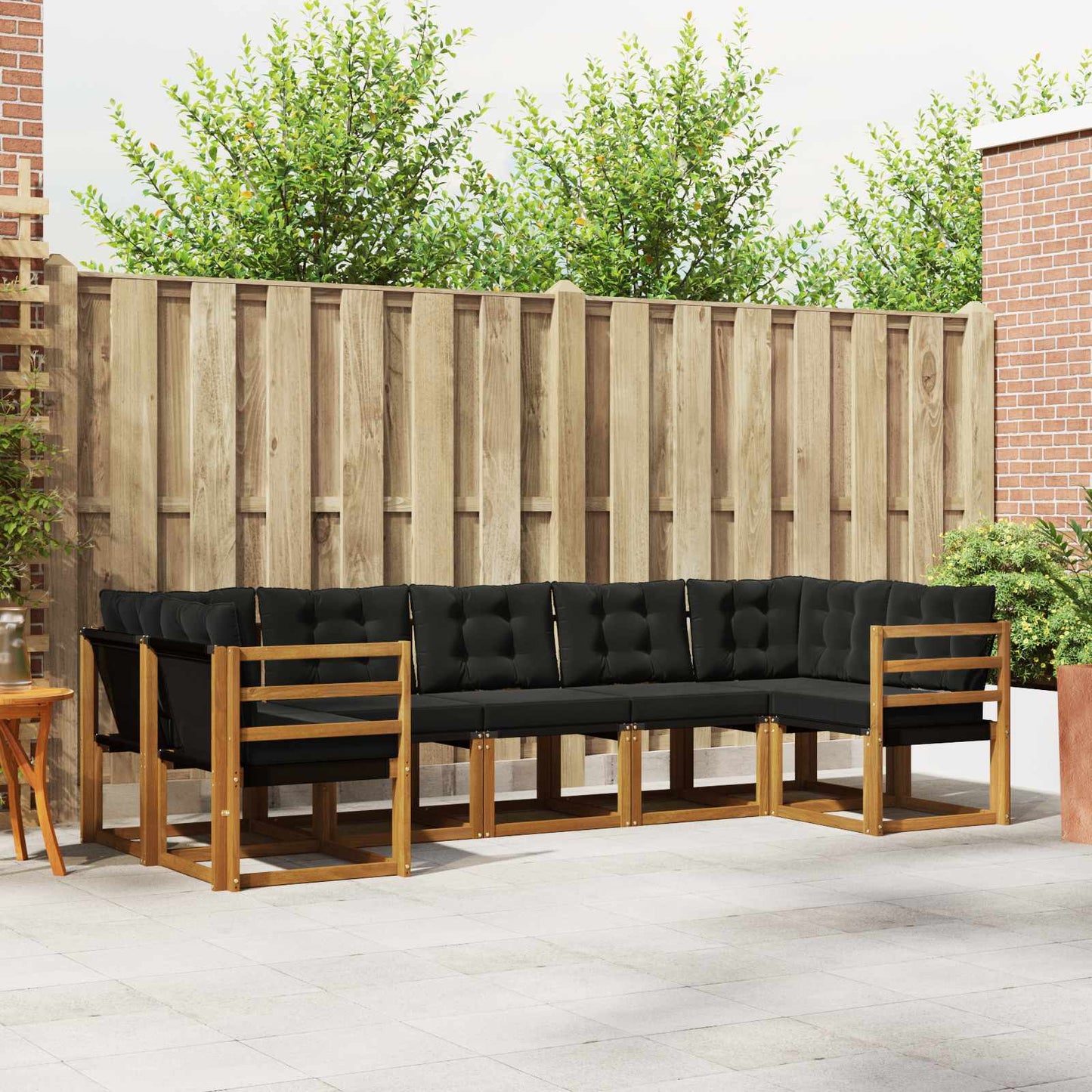 vidaXL Σειρά Καναπέ Εξωτερικού με μαξιλάρι 7 pcs Φυσικό και Μαύρο