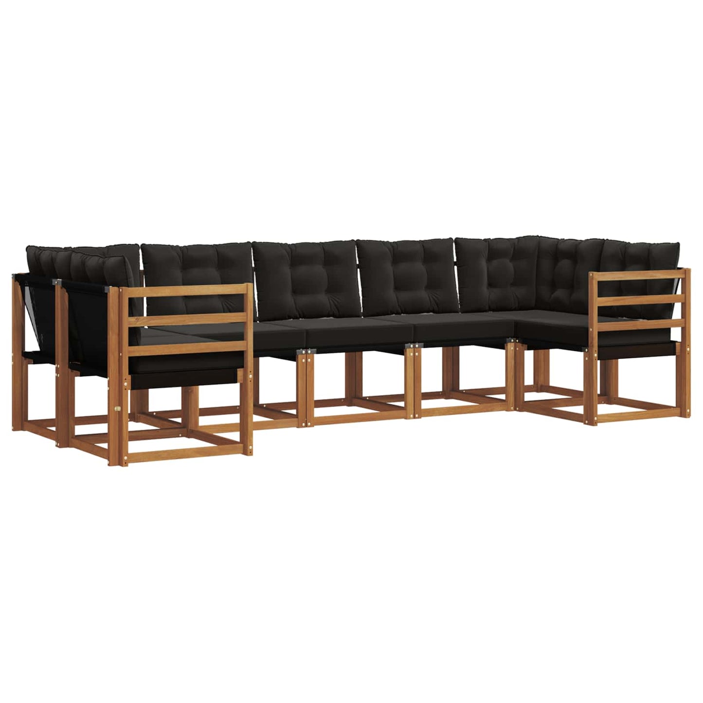 vidaXL Σειρά Καναπέ Εξωτερικού με μαξιλάρι 7 pcs Φυσικό και Μαύρο