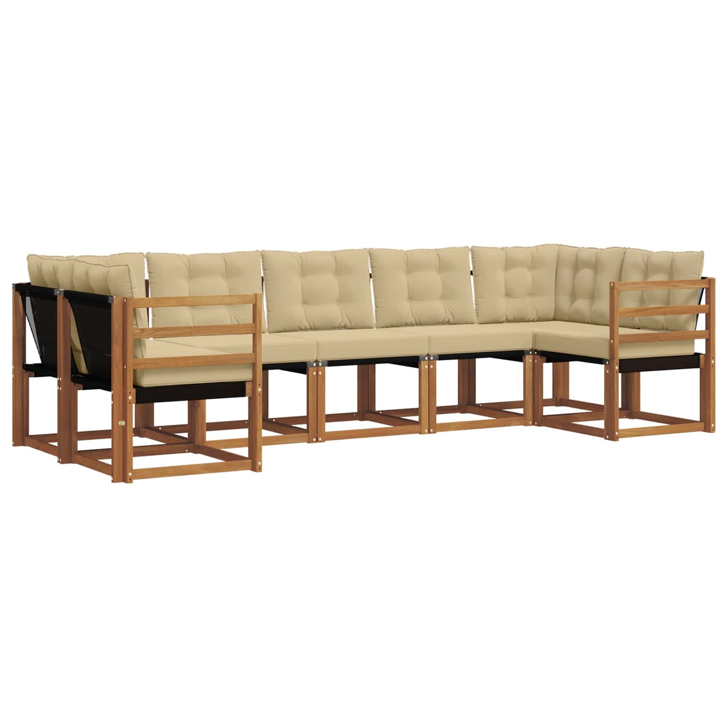 vidaXL Σειρά Καναπέ Εξωτερικού με μαξιλάρι 7 pcs Φυσικό και Μπεζ