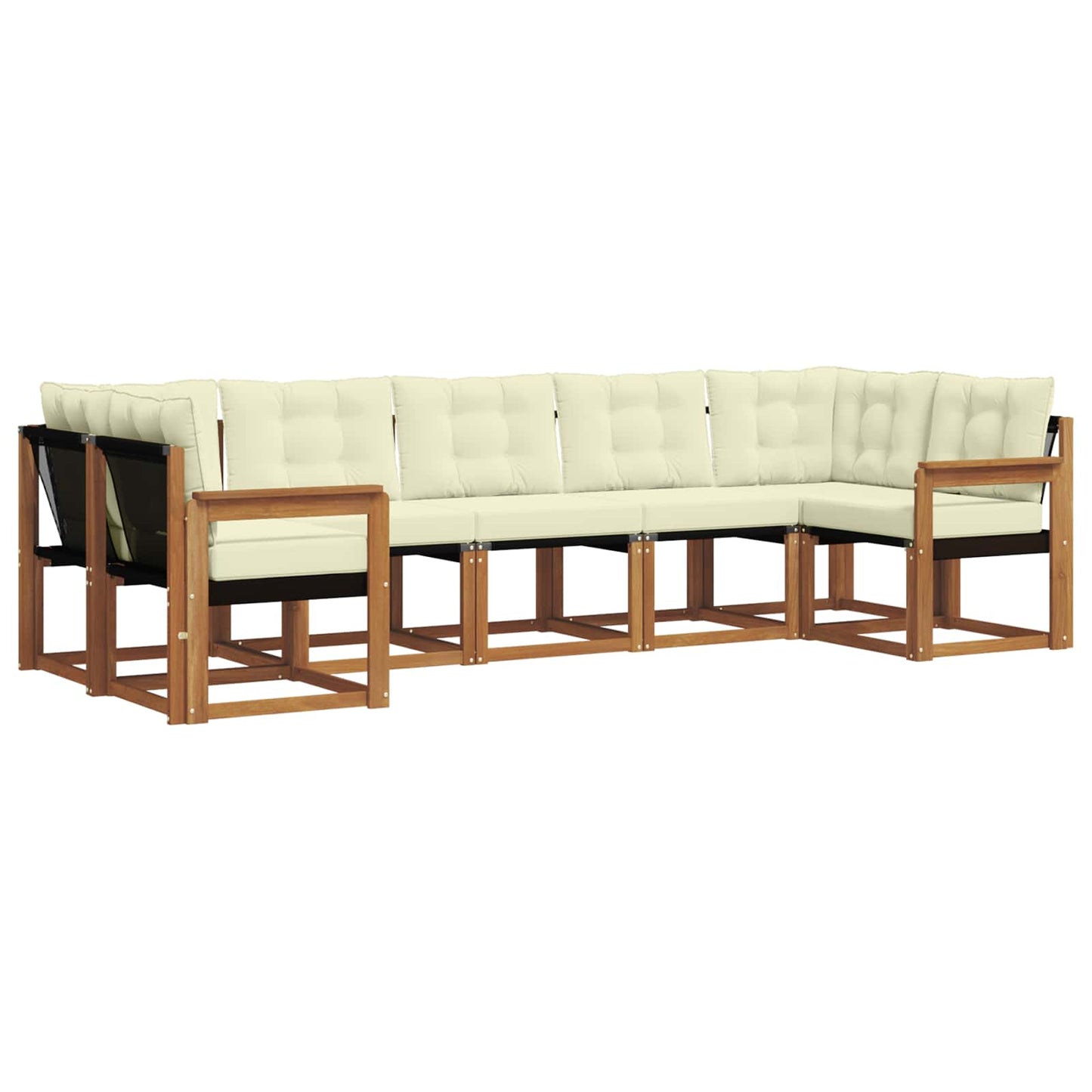vidaXL Σειρά Καναπέ Εξωτερικού με μαξιλάρι 7 pcs Φυσικό και Κρέμα