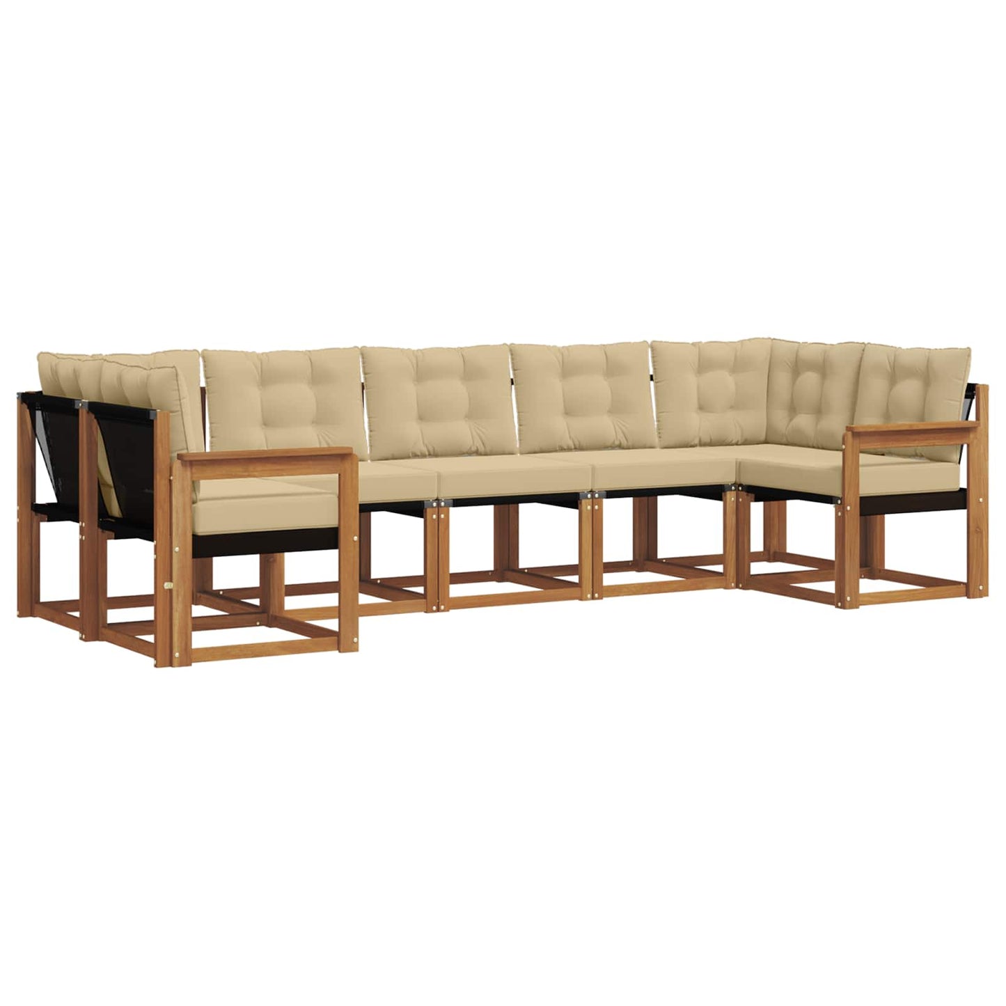 vidaXL Σειρά Καναπέ Εξωτερικού με μαξιλάρι 7 pcs Φυσικό και Μπεζ