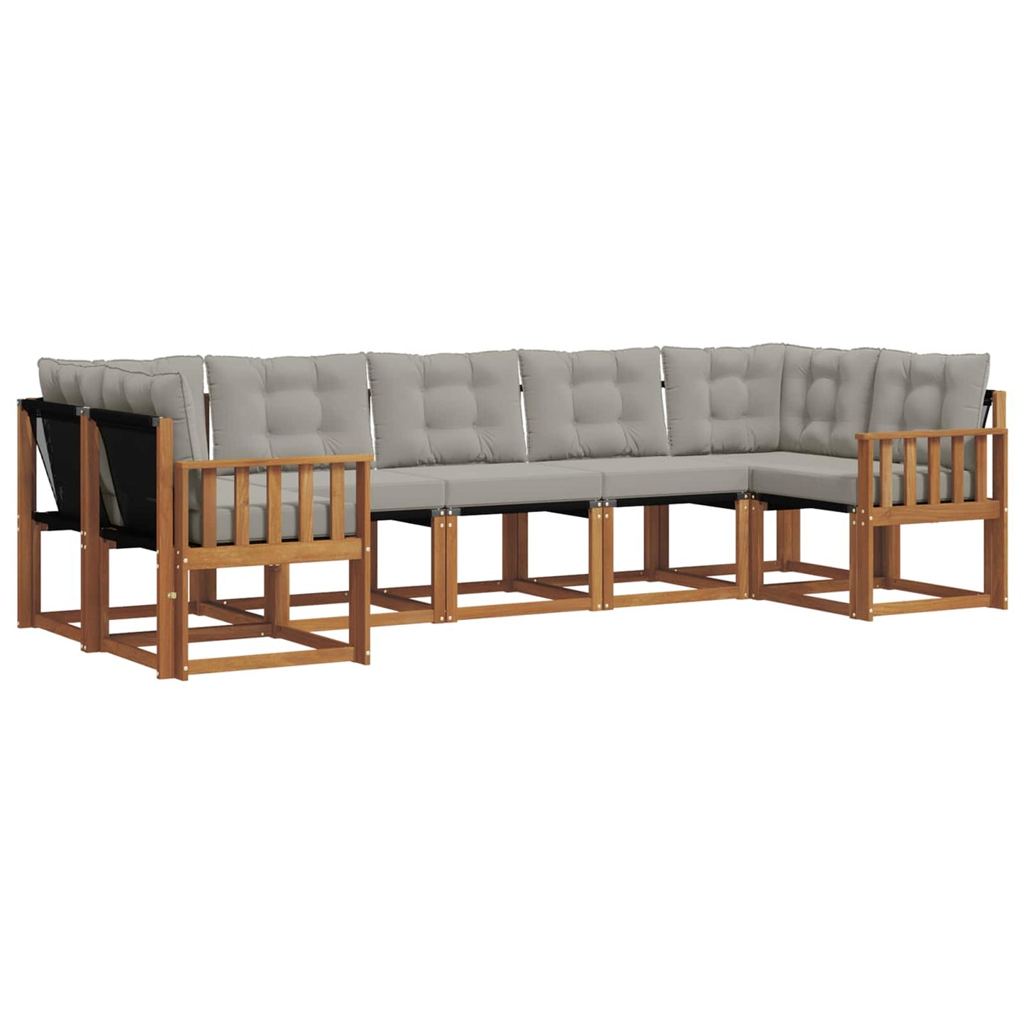 vidaXL Σειρά Καναπέ Εξωτερικού 7 pcs Φυσικό και Ανοιχτό Γκρι
