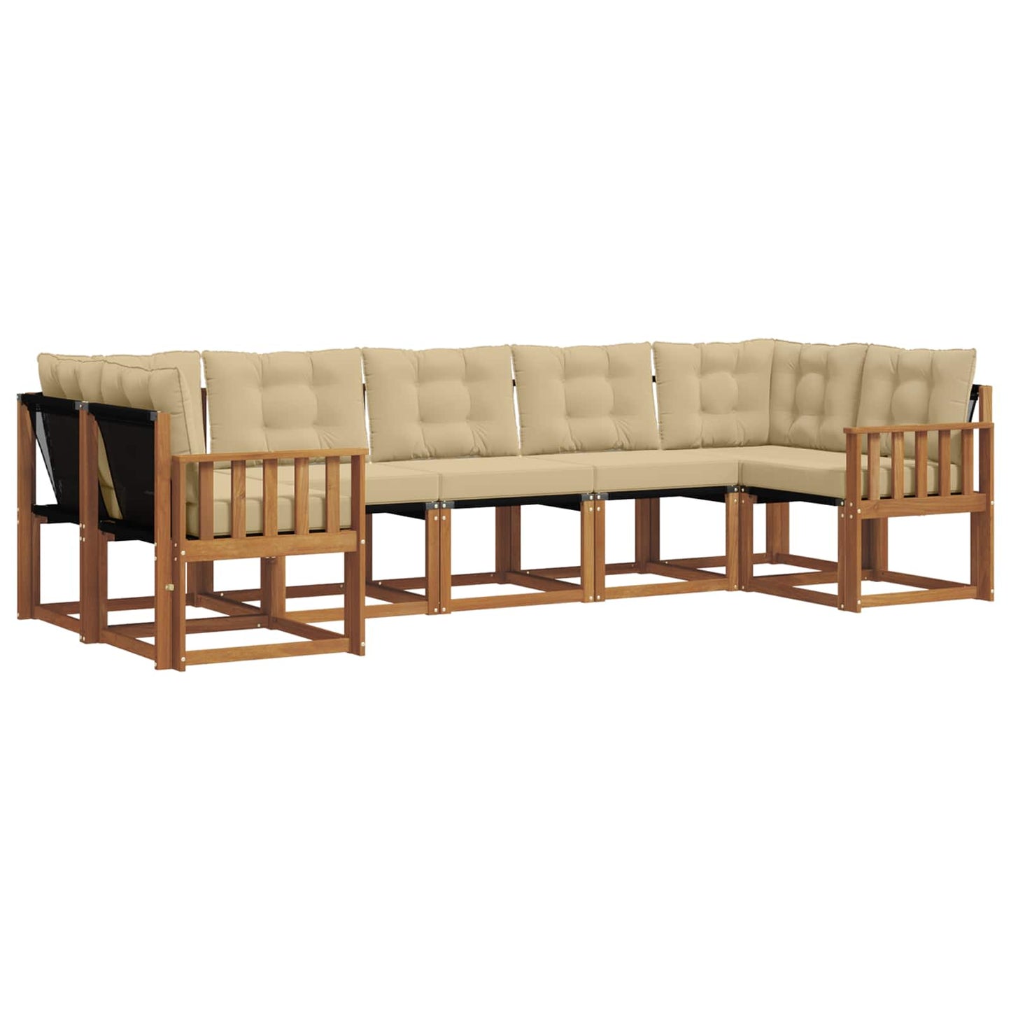 vidaXL Σειρά Καναπέ Εξωτερικού με μαξιλάρι 7 pcs Φυσικό και Μπεζ