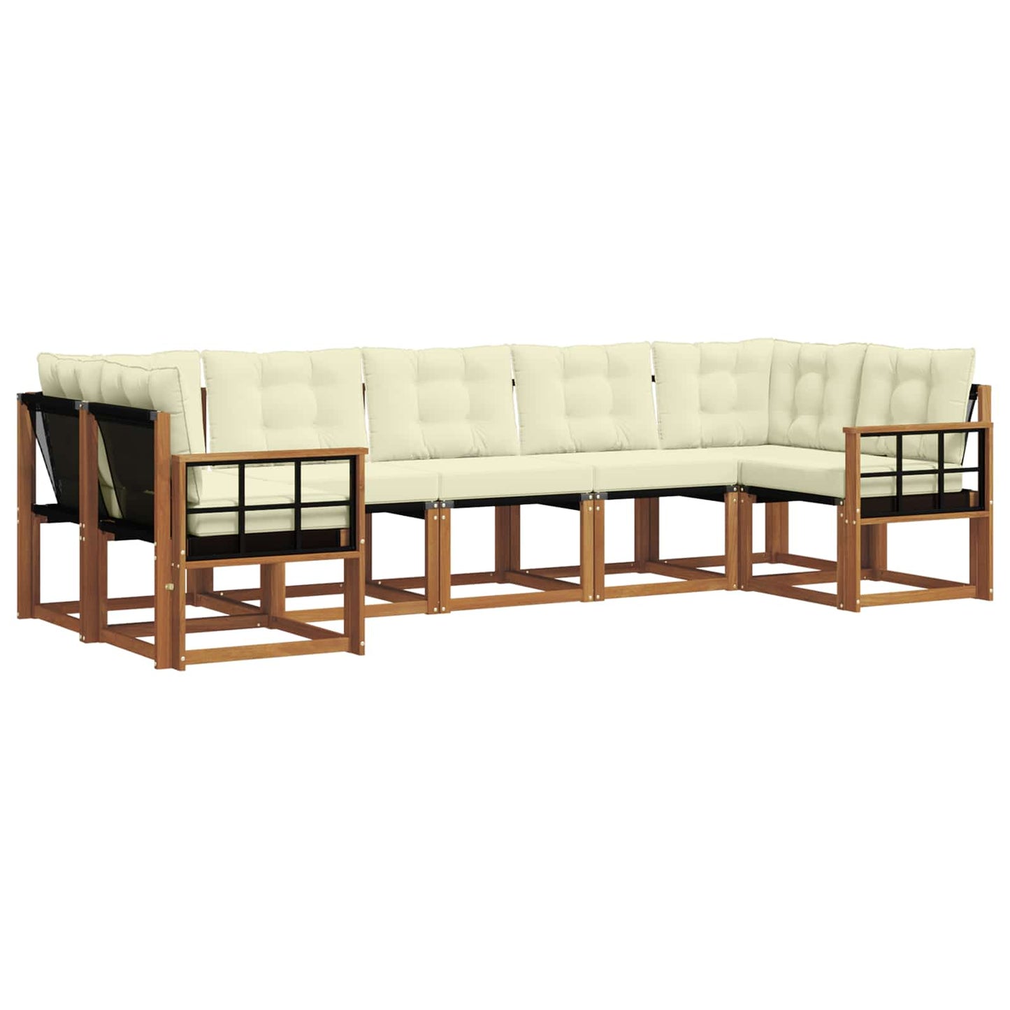 vidaXL Σειρά Καναπέ Εξωτερικού με μαξιλάρι 7 pcs Φυσικό και Κρέμα