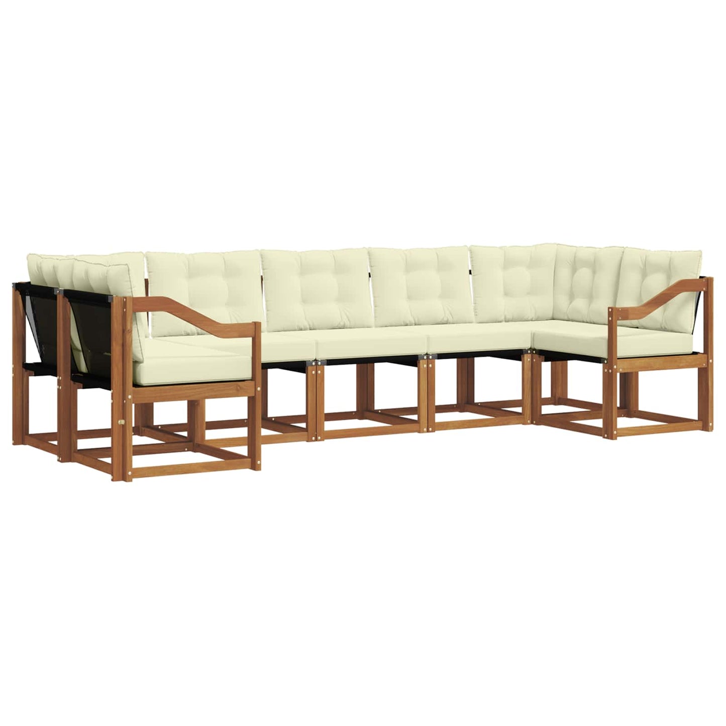 vidaXL Σειρά Καναπέ Εξωτερικού με μαξιλάρι 7 pcs Φυσικό και Κρέμα