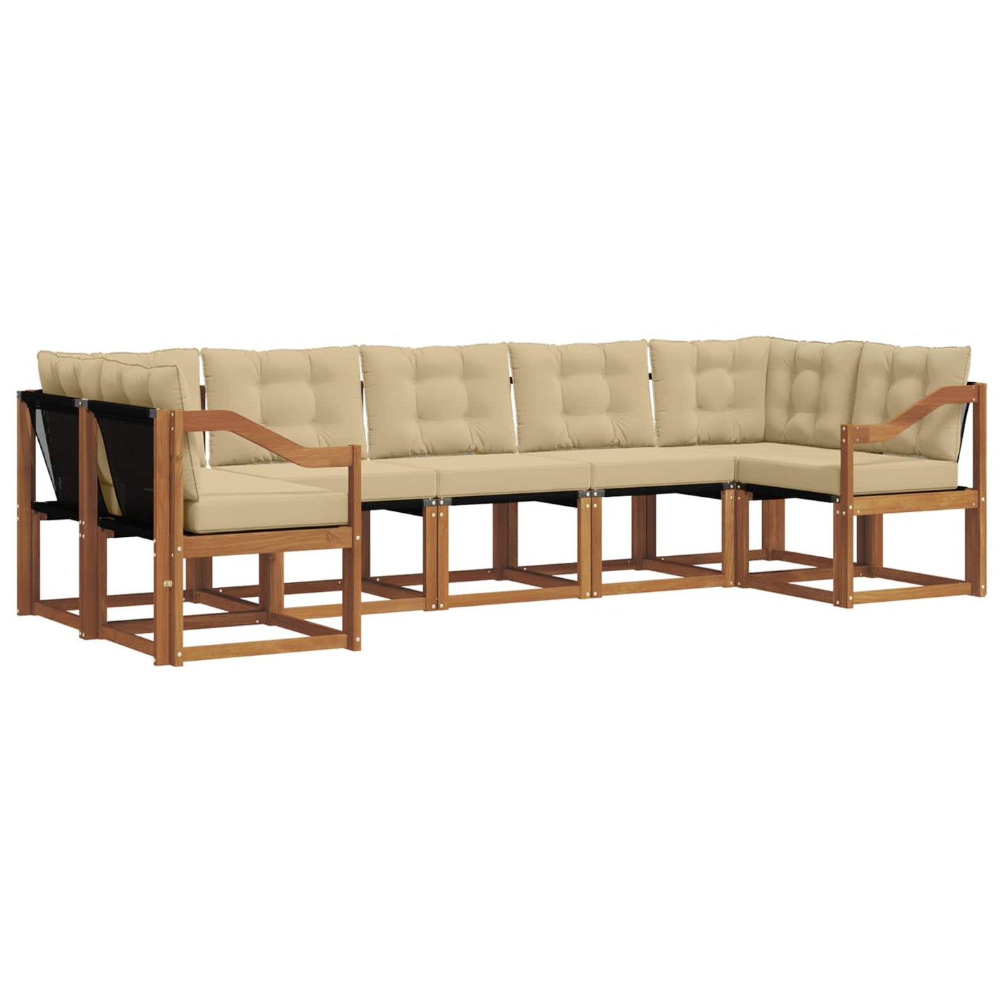 vidaXL Σειρά Καναπέ Εξωτερικού με μαξιλάρι 7 pcs Φυσικό και Μπεζ