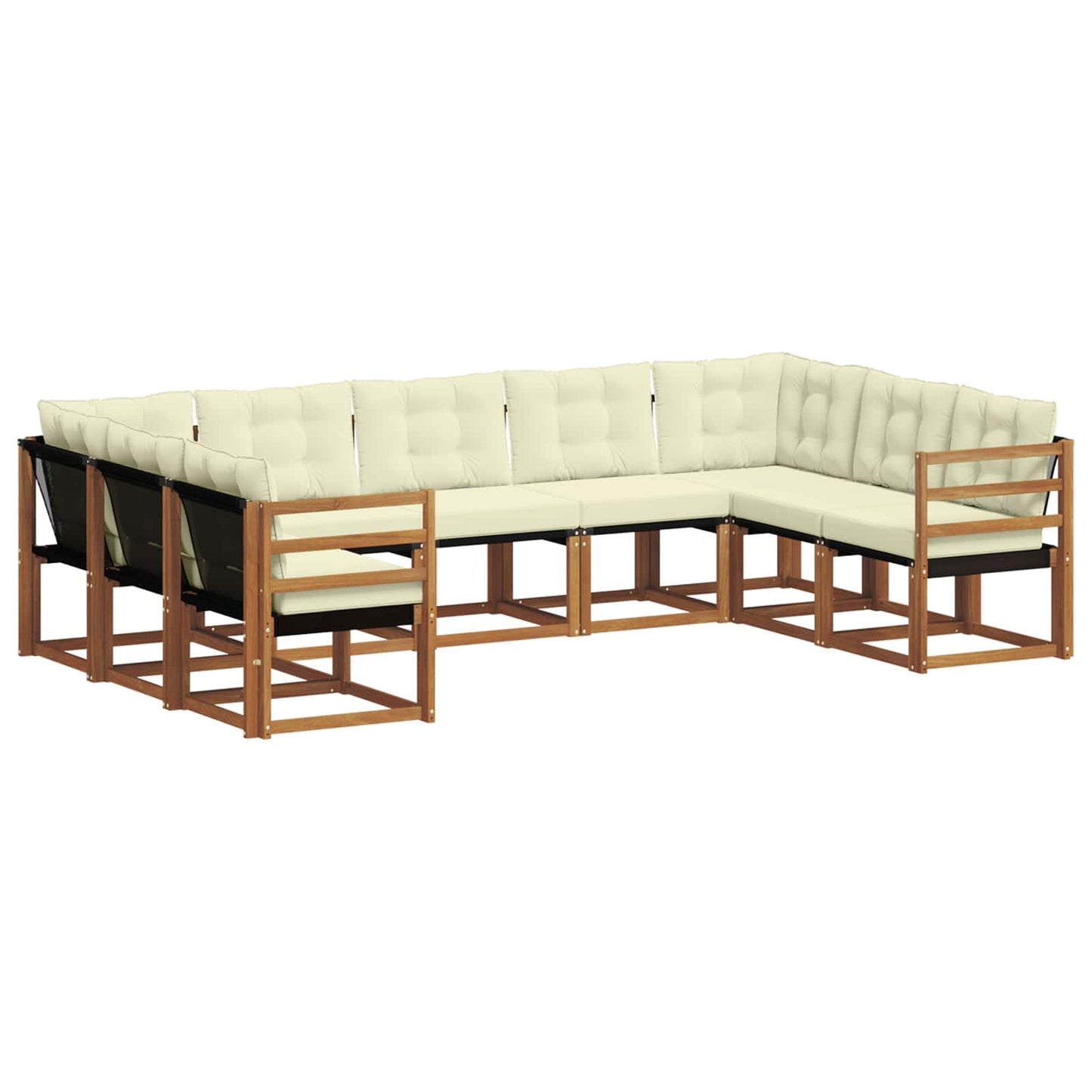 vidaXL Σειρά Καναπέ Εξωτερικού με μαξιλάρι 9 pcs Φυσικό και Κρέμα
