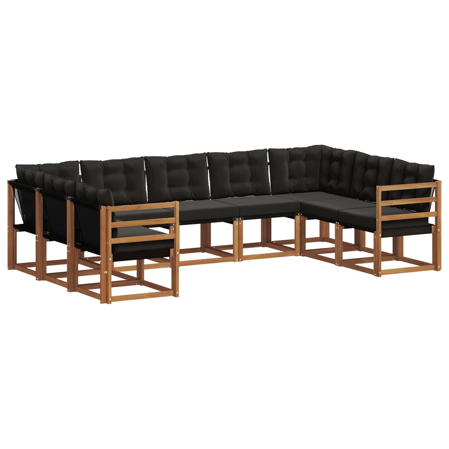 vidaXL Σειρά Καναπέ Εξωτερικού με μαξιλάρι 9 pcs Φυσικό και Μαύρο