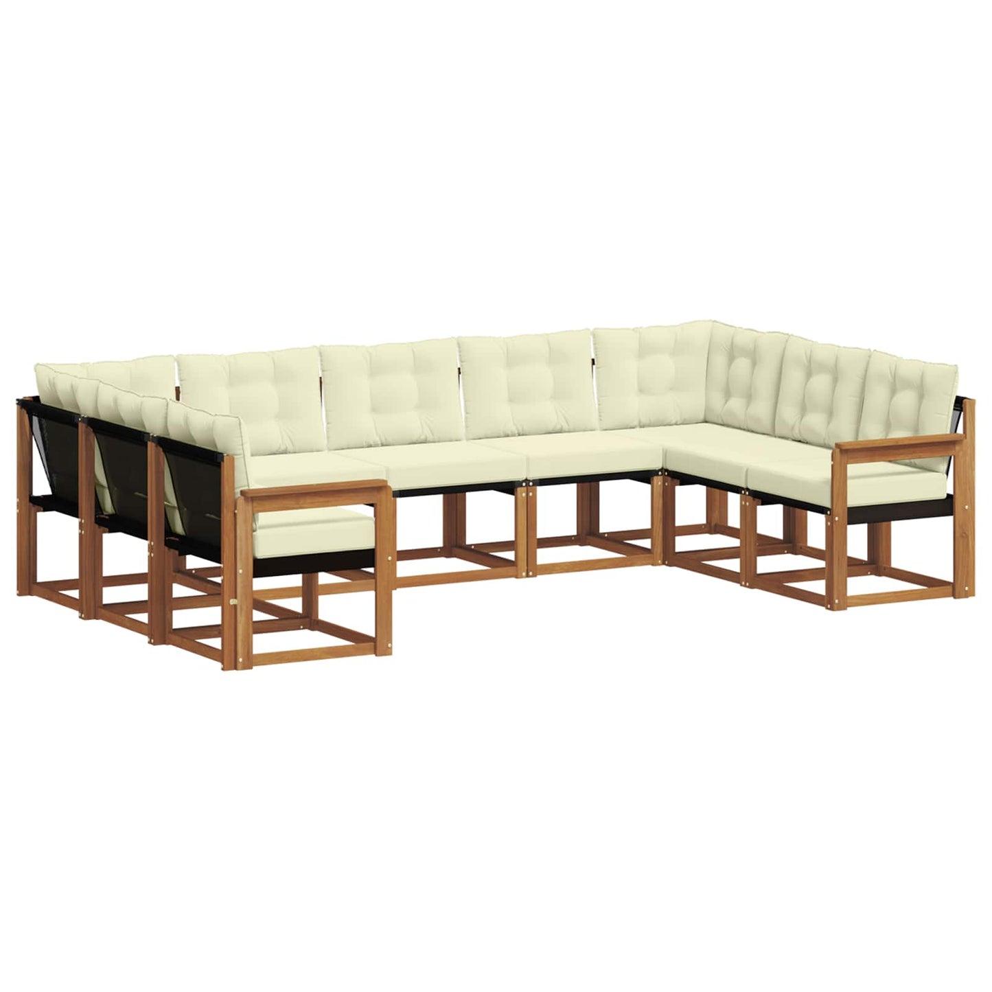 vidaXL Σειρά Καναπέ Εξωτερικού με μαξιλάρι 9 pcs Φυσικό και Κρέμα