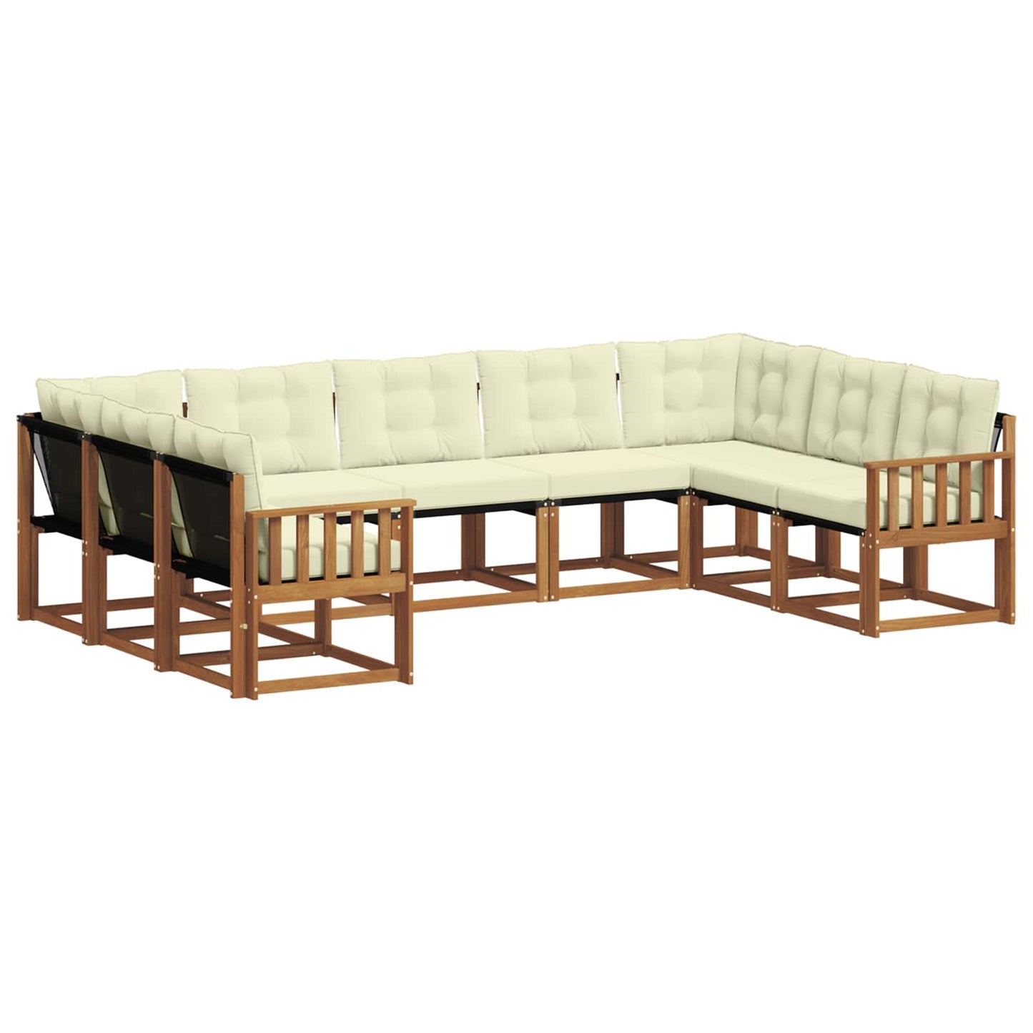 vidaXL Σειρά Καναπέ Εξωτερικού με μαξιλάρι 9 pcs Φυσικό και Κρέμα