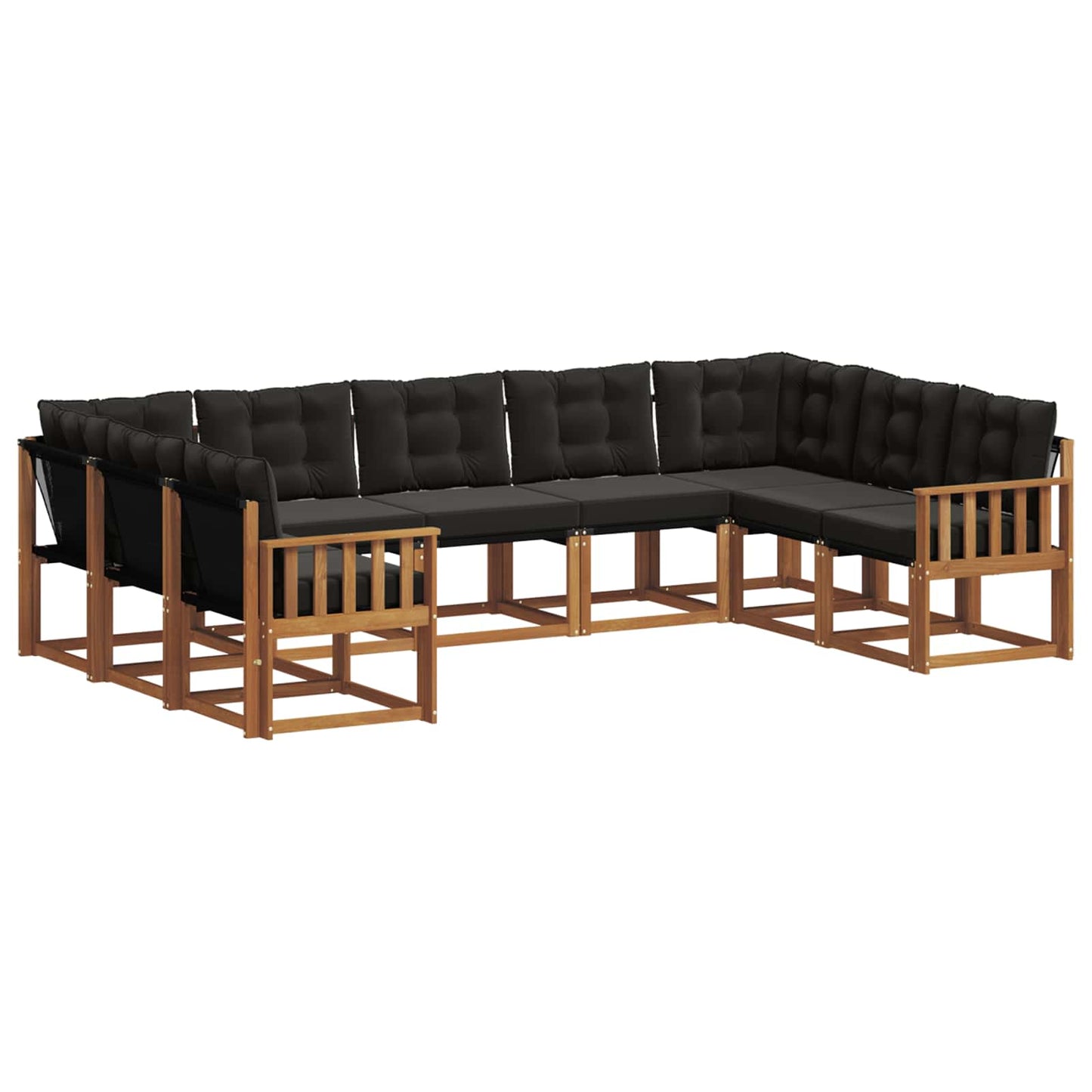 vidaXL Σειρά Καναπέ Εξωτερικού με μαξιλάρι 9 pcs Φυσικό και Μαύρο