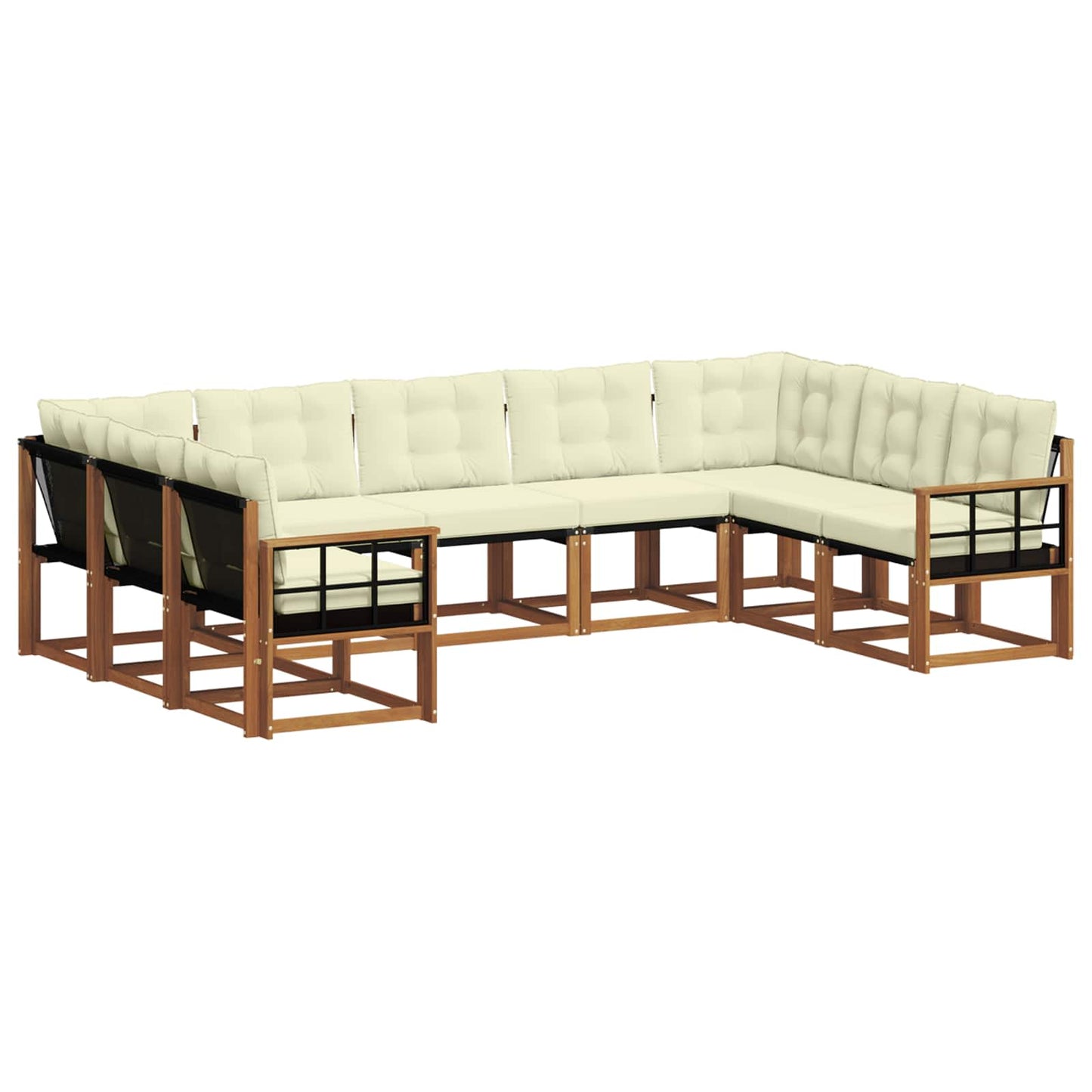 vidaXL Σειρά Καναπέ Εξωτερικού με μαξιλάρι 9 pcs Φυσικό και Κρέμα