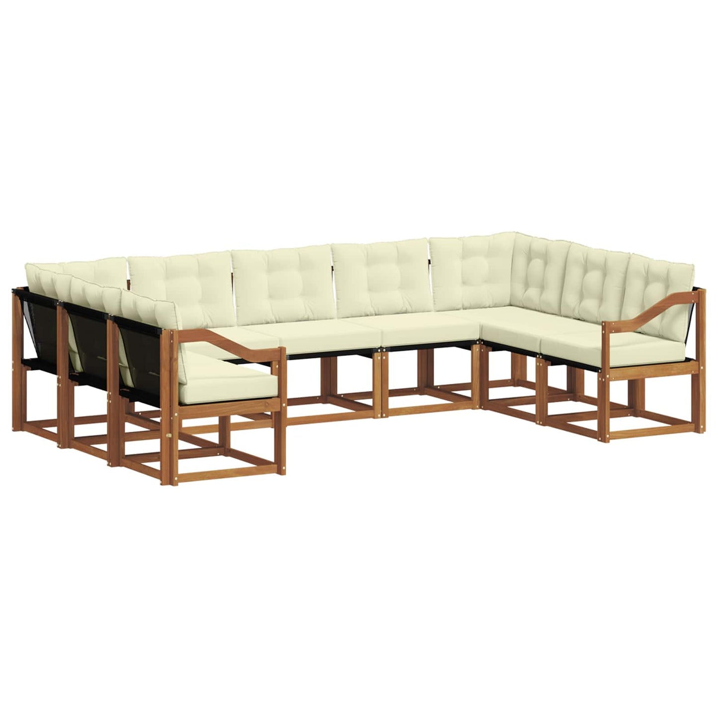 vidaXL Σειρά Καναπέ Εξωτερικού με μαξιλάρι 9 pcs Φυσικό και Κρέμα