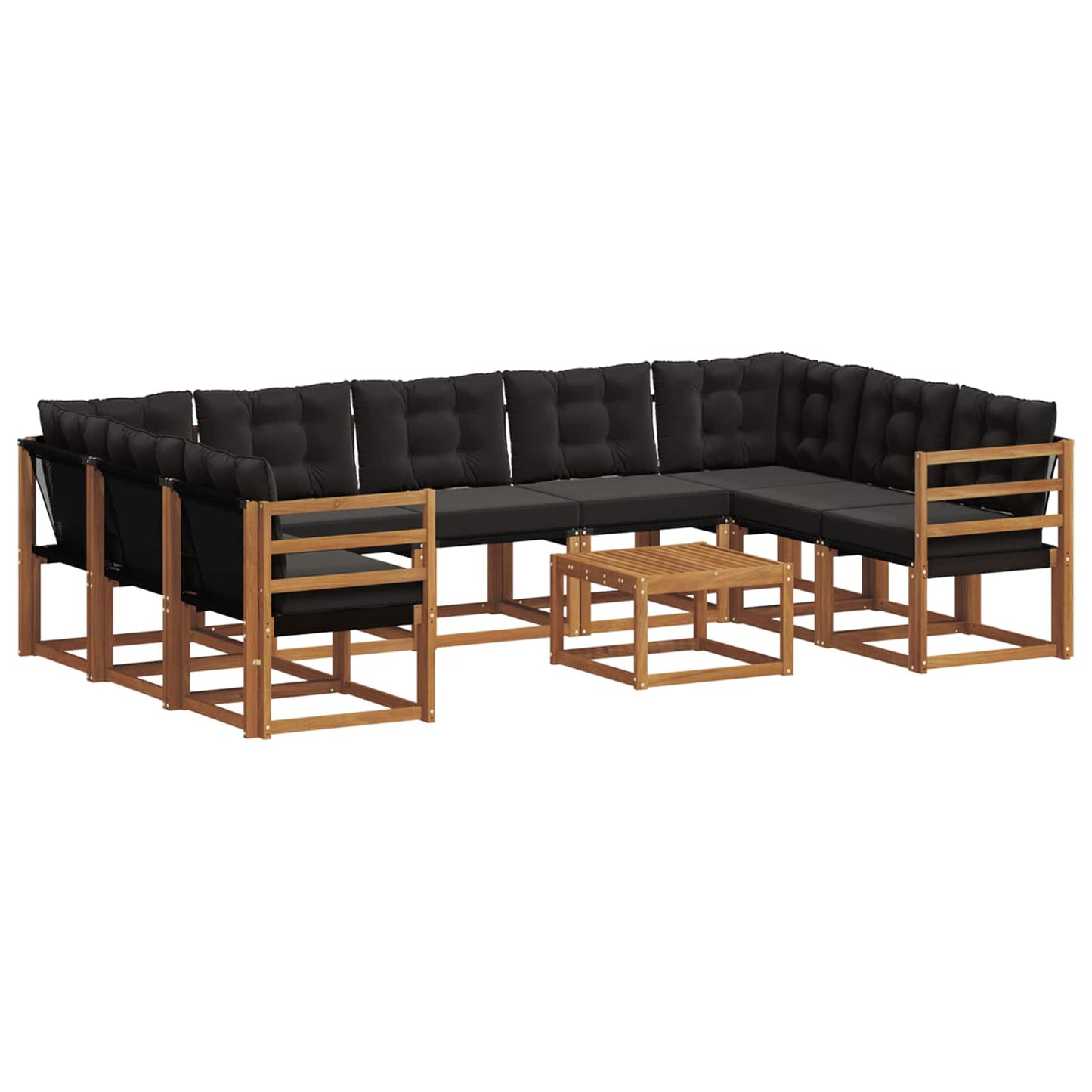 vidaXL Σειρά Καναπέ Εξωτερικού με μαξιλάρι 10 pcs Φυσικό και Μαύρο