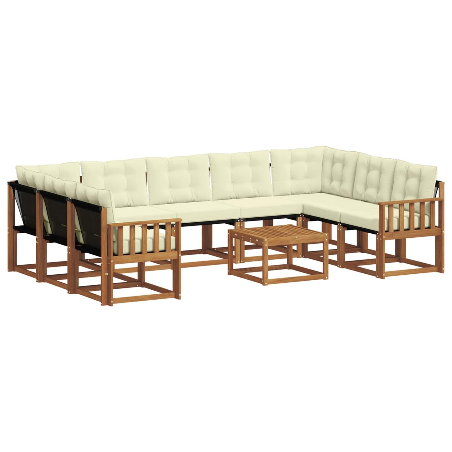 vidaXL Σειρά Καναπέ Εξωτερικού με μαξιλάρι 10 pcs Φυσικό και Κρέμα
