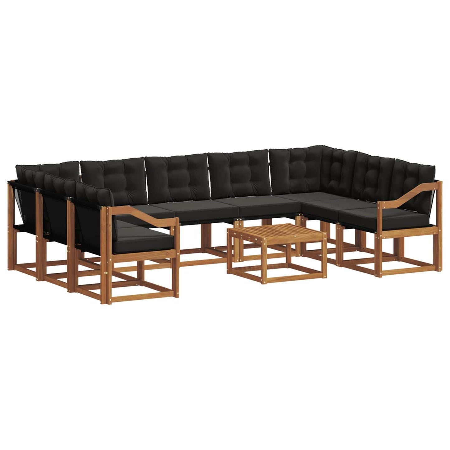 vidaXL Σειρά Καναπέ Εξωτερικού με μαξιλάρι 10 pcs Φυσικό και Μαύρο