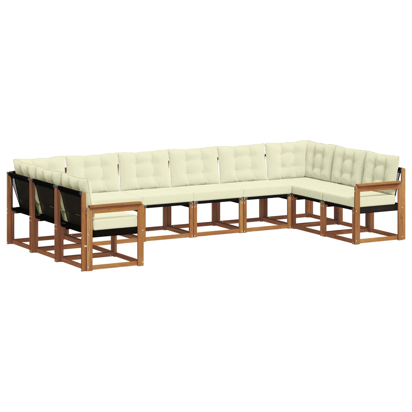 vidaXL Σειρά Καναπέ Εξωτερικού με μαξιλάρι 10 pcs Φυσικό και Κρέμα