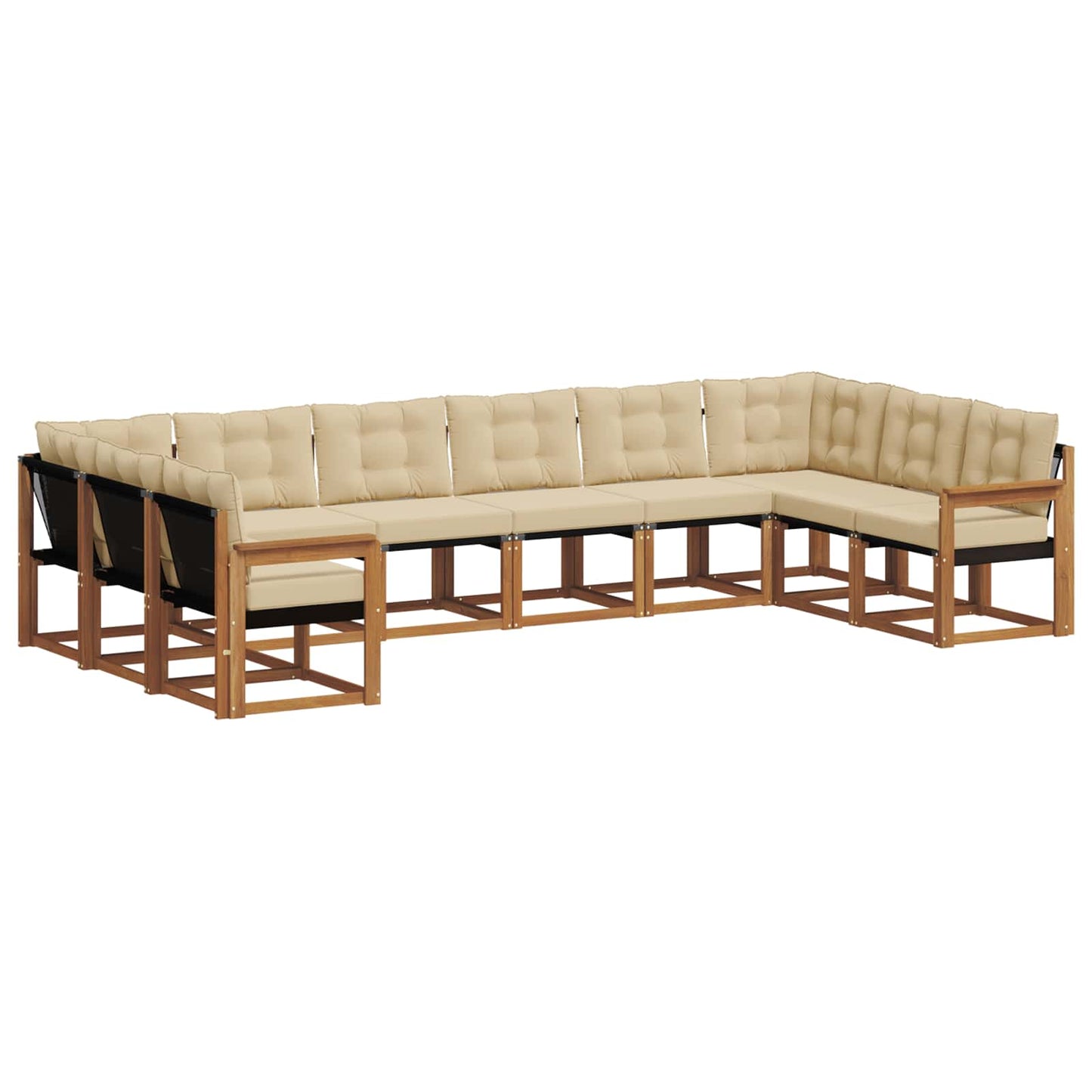 vidaXL Σειρά Καναπέ Εξωτερικού με μαξιλάρι 10 pcs Φυσικό και Μπεζ