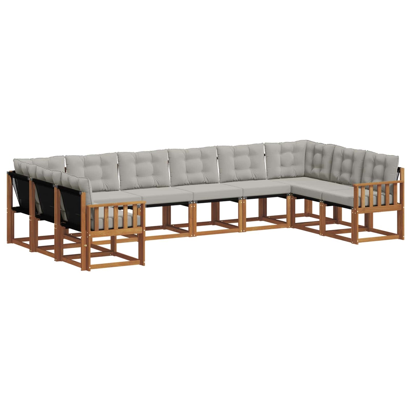 vidaXL Σειρά Καναπέ Εξωτερικού 10 pcs Φυσικό και Ανοιχτό Γκρι