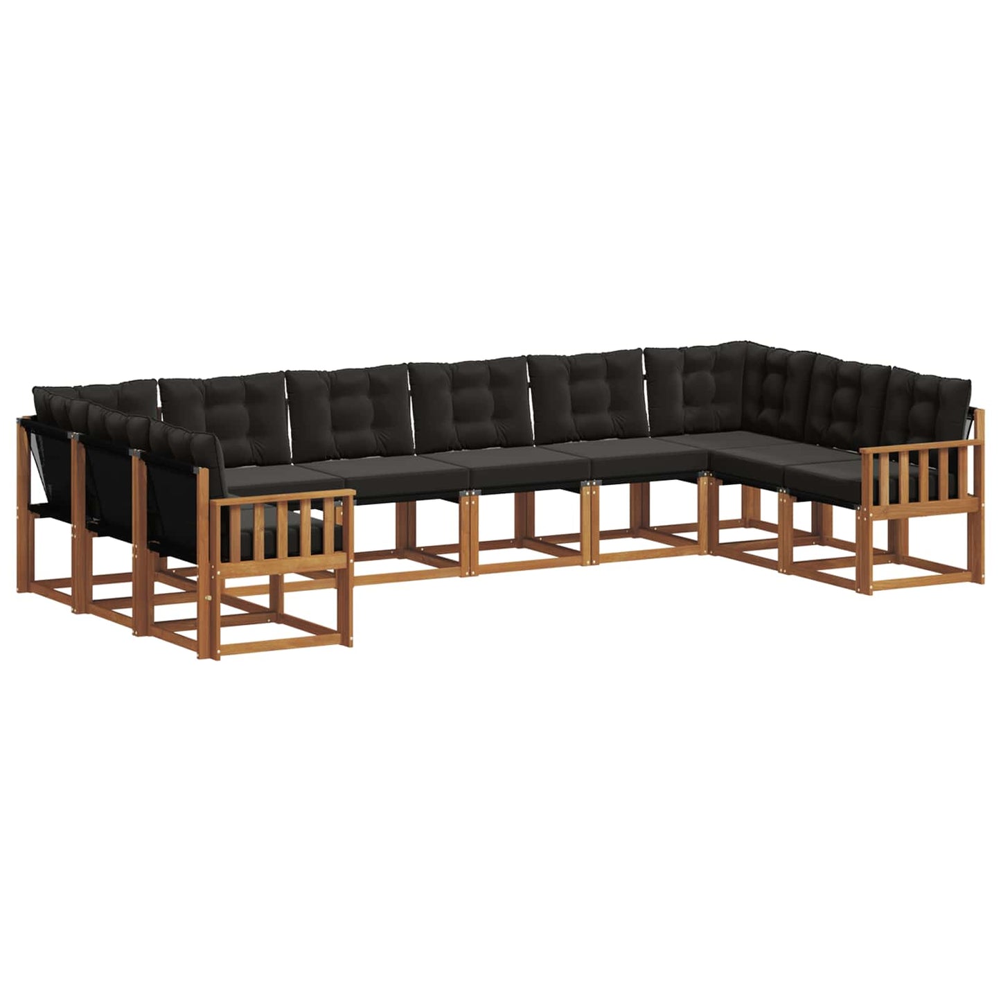 vidaXL Σειρά Καναπέ Εξωτερικού με μαξιλάρι 10 pcs Φυσικό και Μαύρο