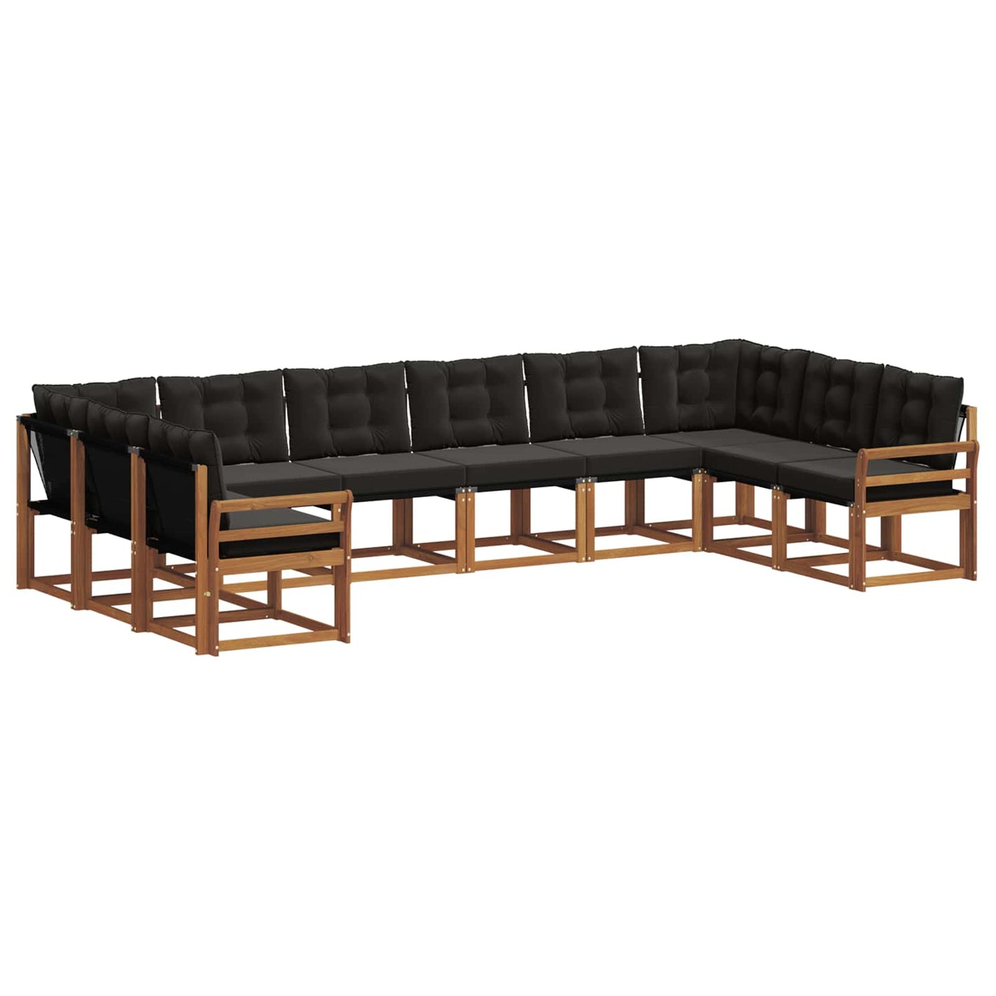 vidaXL Σειρά Καναπέ Εξωτερικού με μαξιλάρι 10 pcs Φυσικό και Μαύρο
