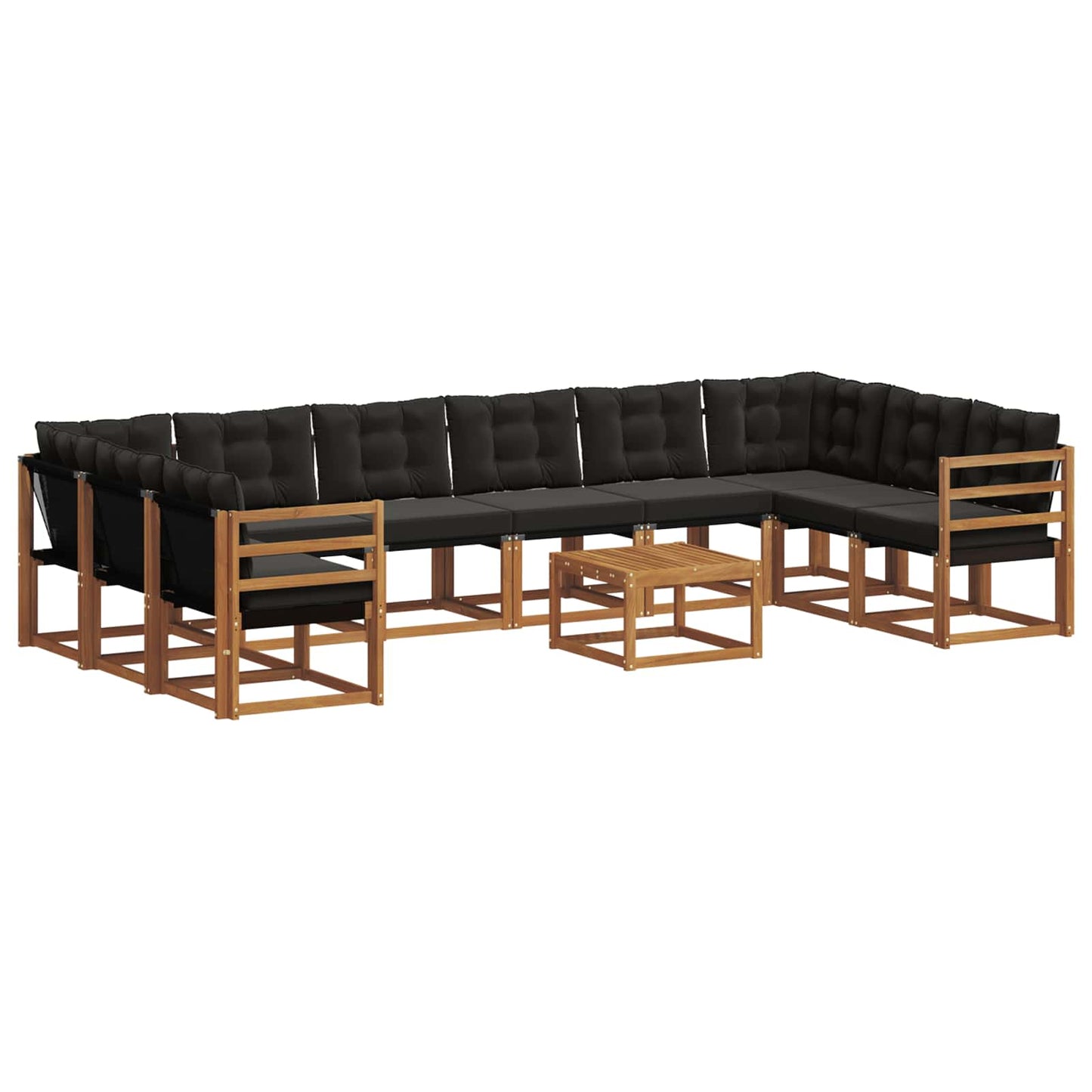 vidaXL Σειρά Καναπέ Εξωτερικού με μαξιλάρι 11 pcs Φυσικό και Μαύρο
