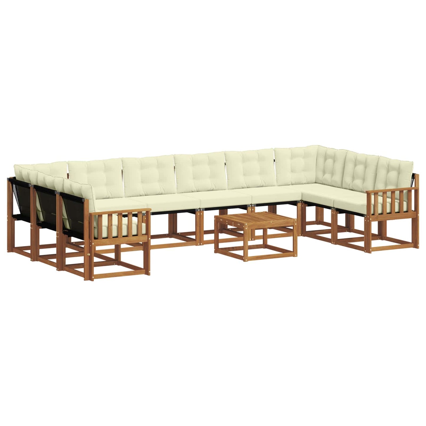 vidaXL Σειρά Καναπέ Εξωτερικού με μαξιλάρι 11 pcs Φυσικό και Κρέμα