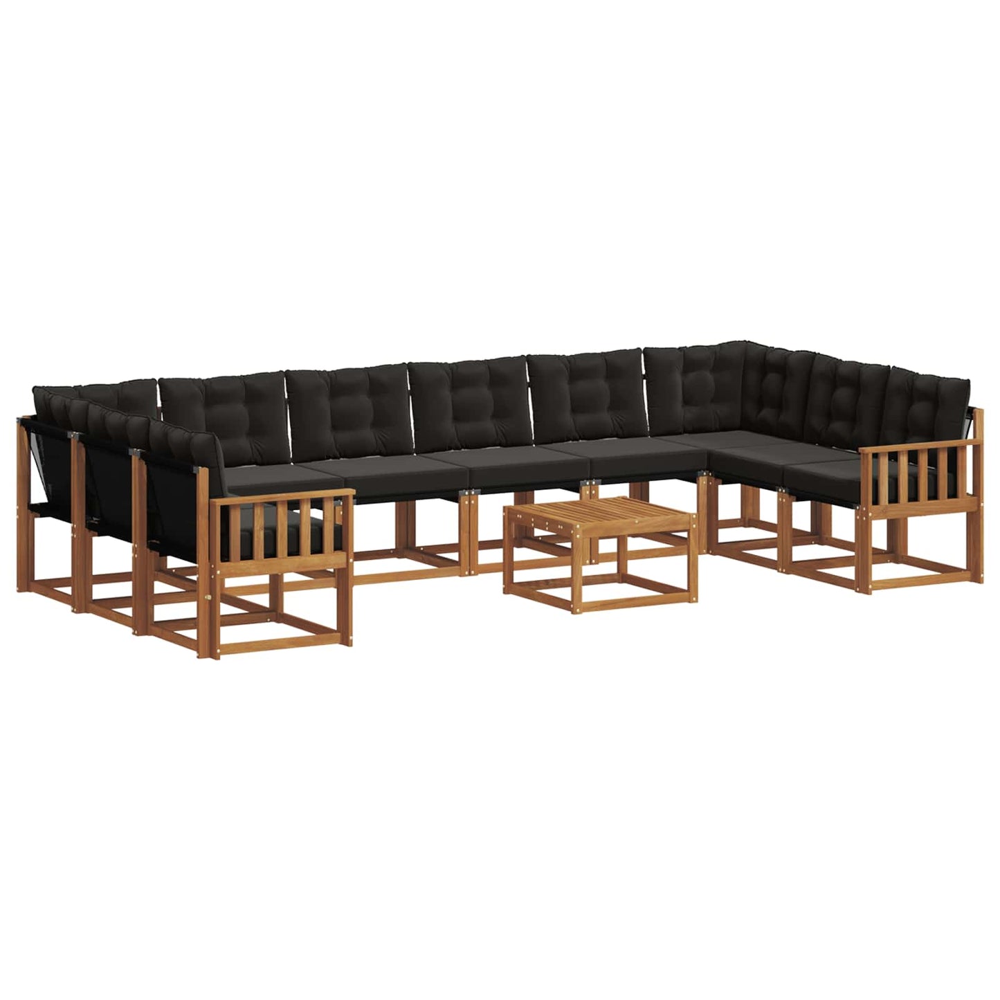 vidaXL Σειρά Καναπέ Εξωτερικού με μαξιλάρι 11 pcs Φυσικό και Μαύρο