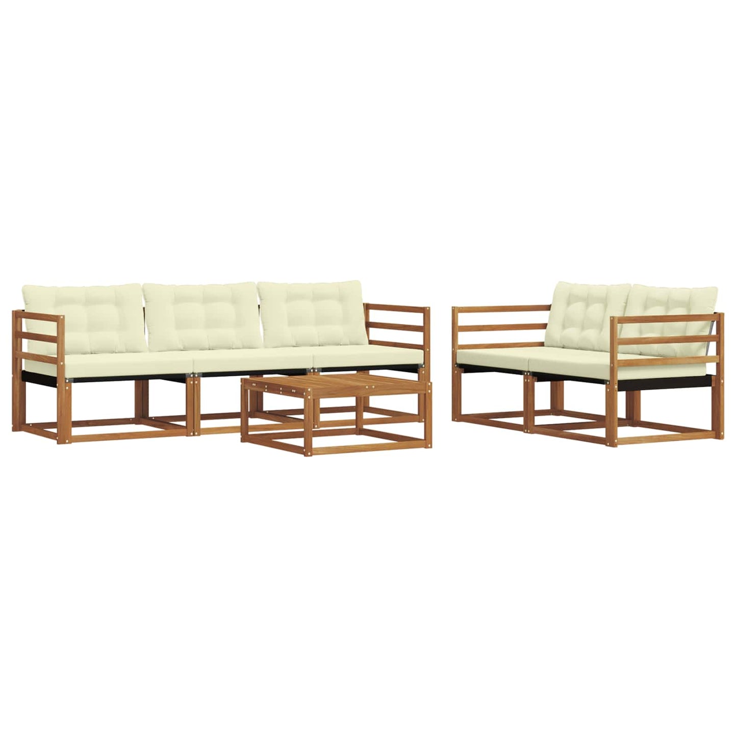 vidaXL Σειρά Καναπέ Εξωτερικού με μαξιλάρι 6 pcs Φυσικό και Κρέμα