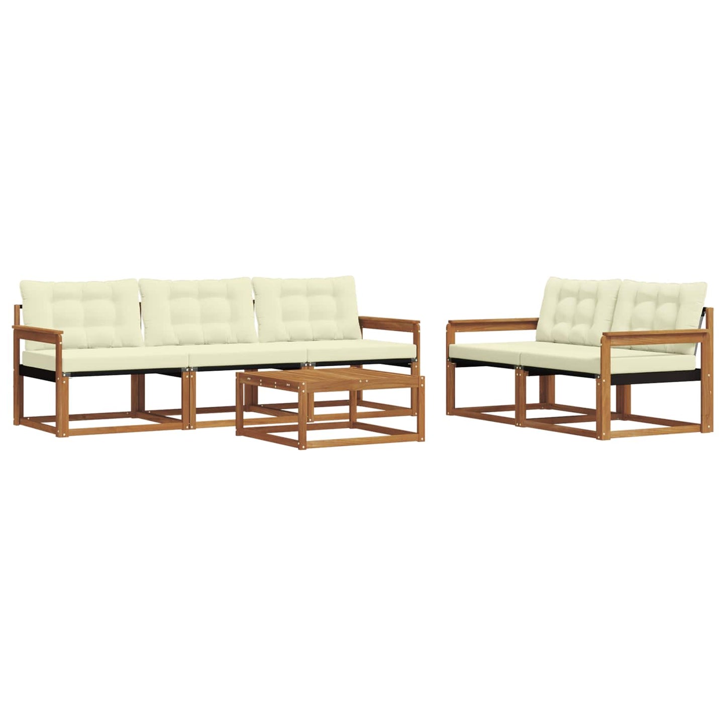 vidaXL Σειρά Καναπέ Εξωτερικού με μαξιλάρι 6 pcs Φυσικό και Κρέμα