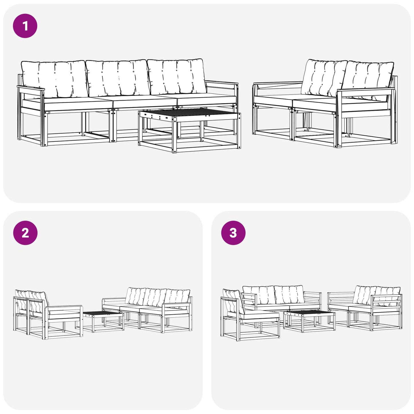 vidaXL Σειρά Καναπέ Εξωτερικού με μαξιλάρι 6 pcs Φυσικό και Κρέμα
